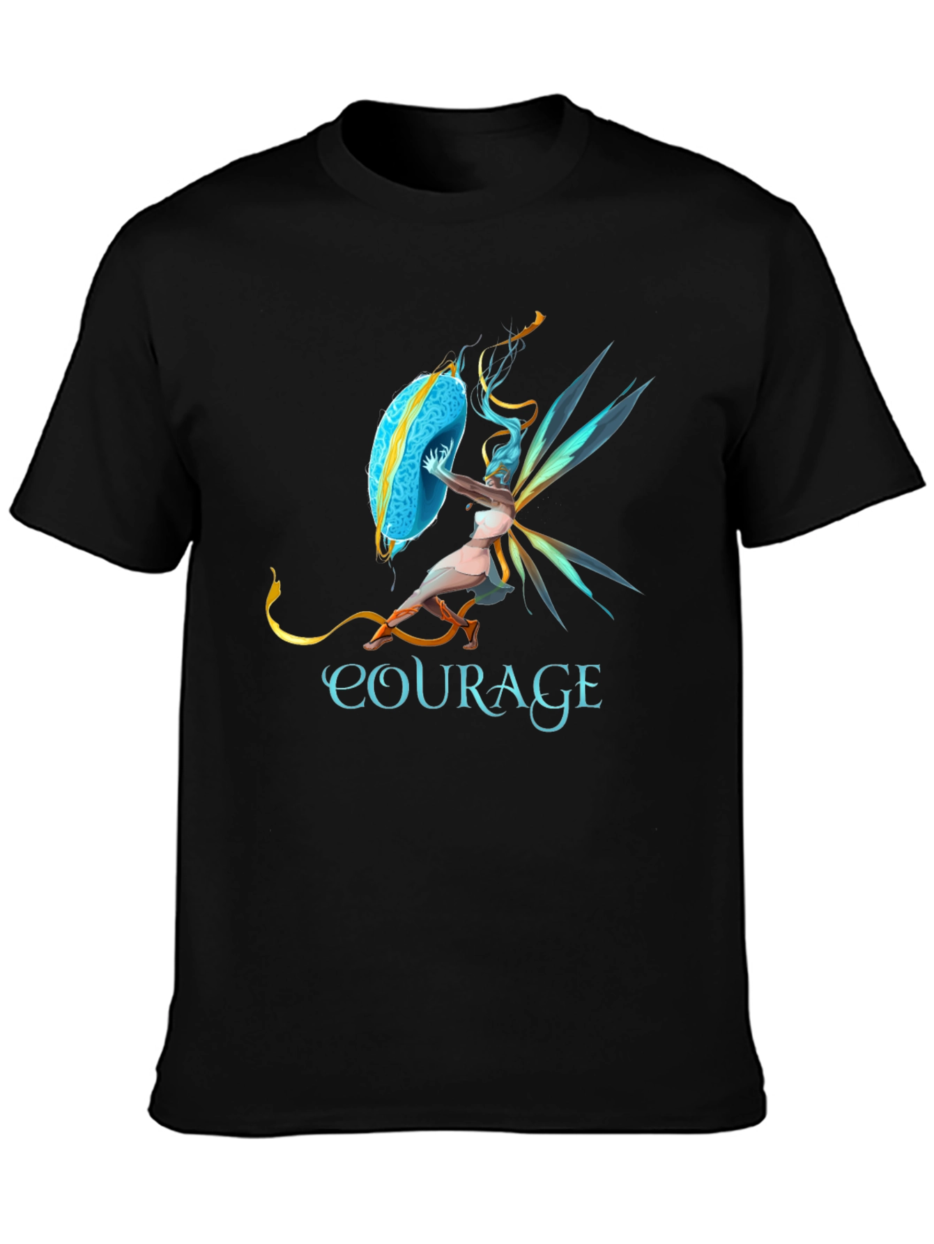Courage Fairy Shield Graphic Tee - Black