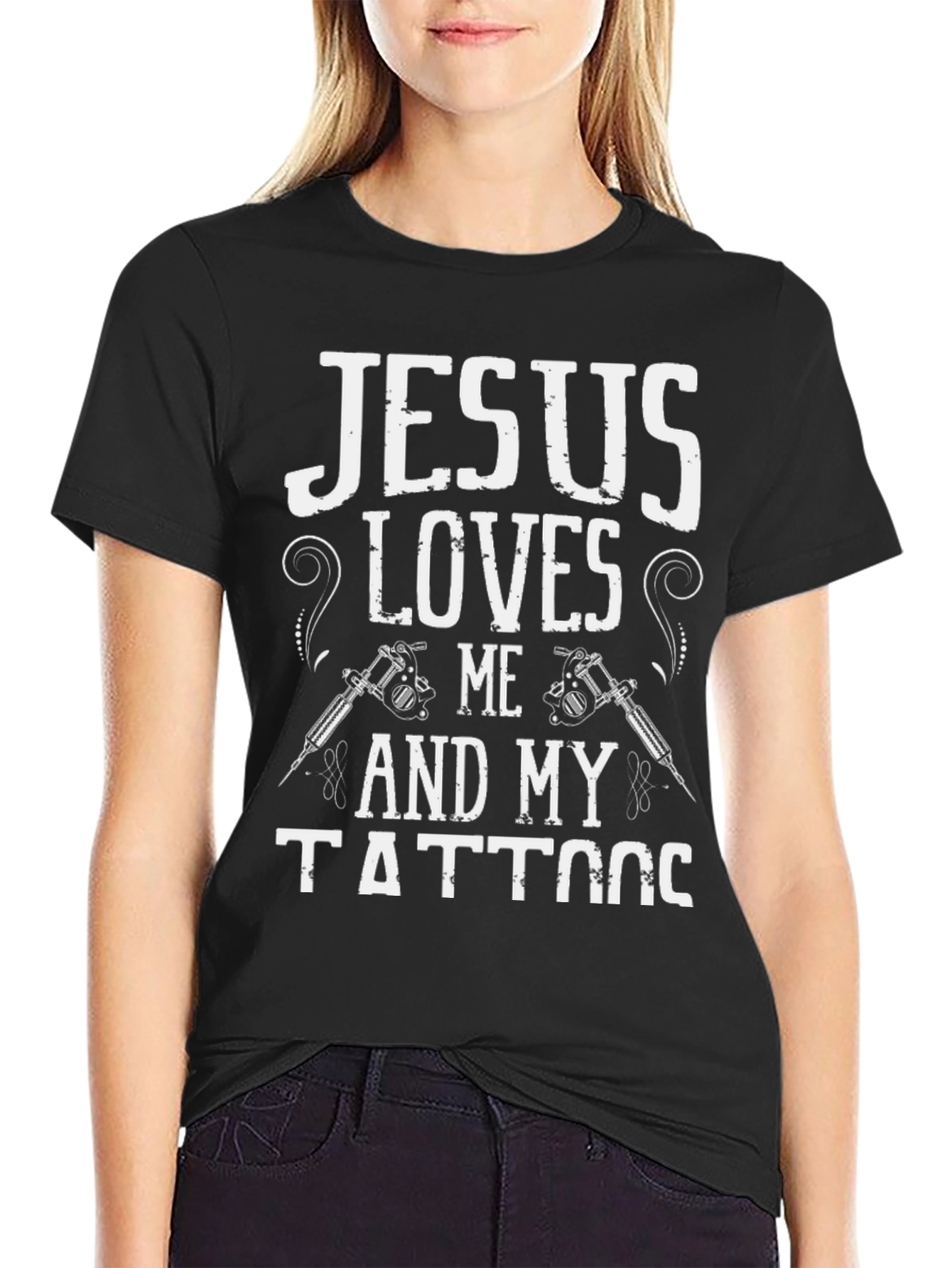 Jesus Loves Me & My Tattoos Black T-Shirt
