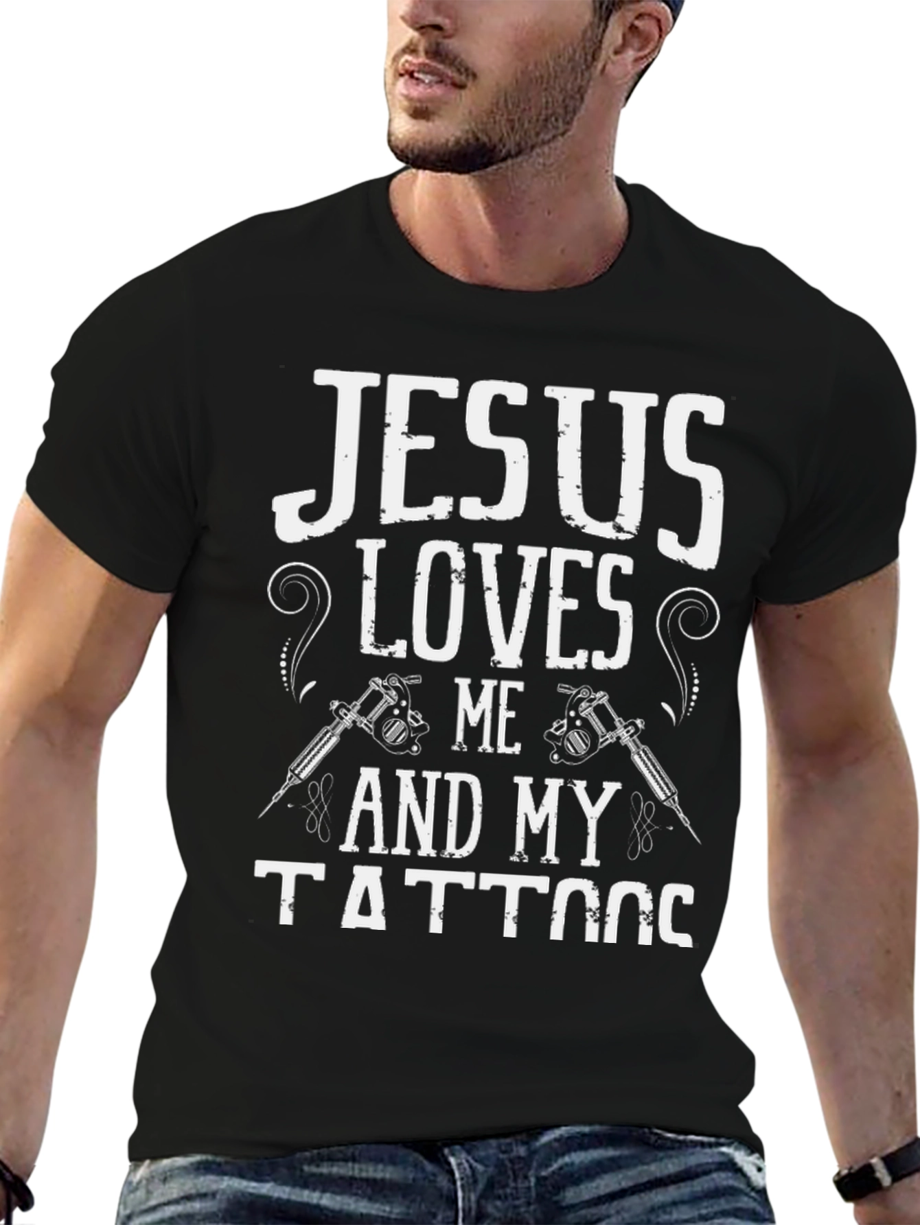 Jesus Loves Me & My Tattoos Black T-Shirt