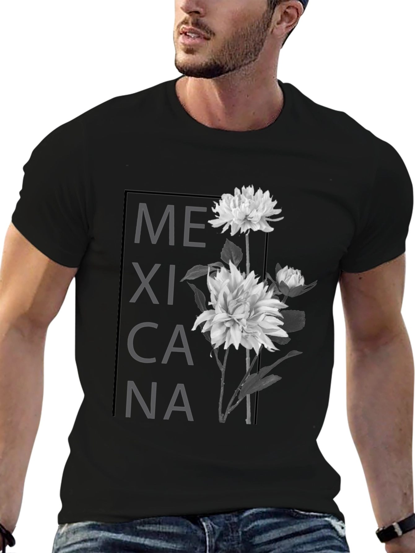 Mexicana Floral Graphic T-Shirt - Black