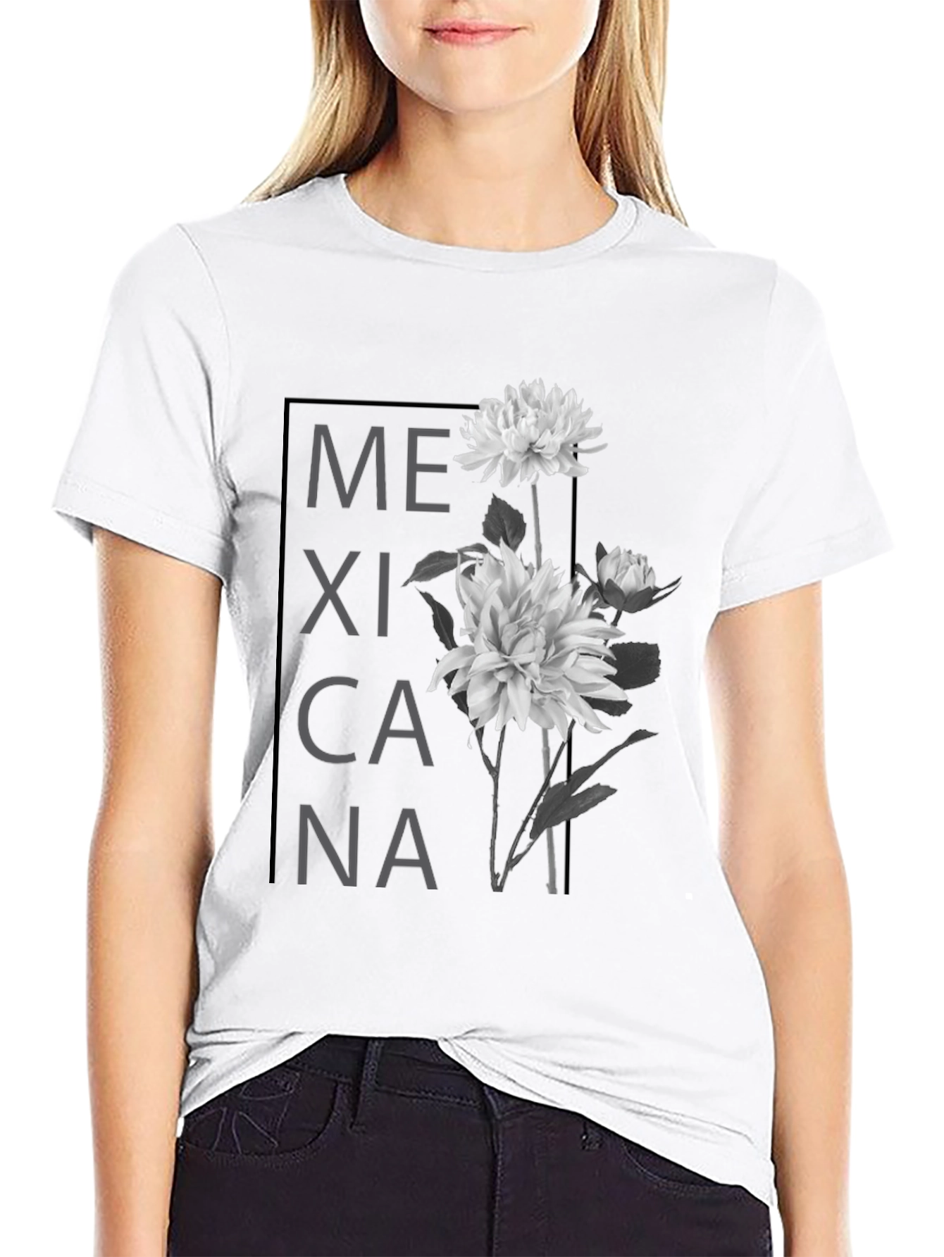 Mexicana Floral Graphic T-Shirt - Black