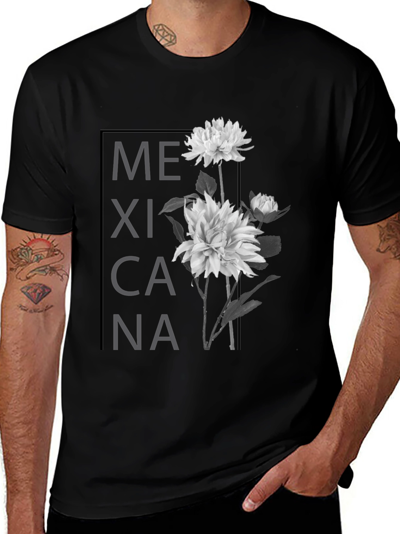 Mexicana Floral Graphic T-Shirt - Black