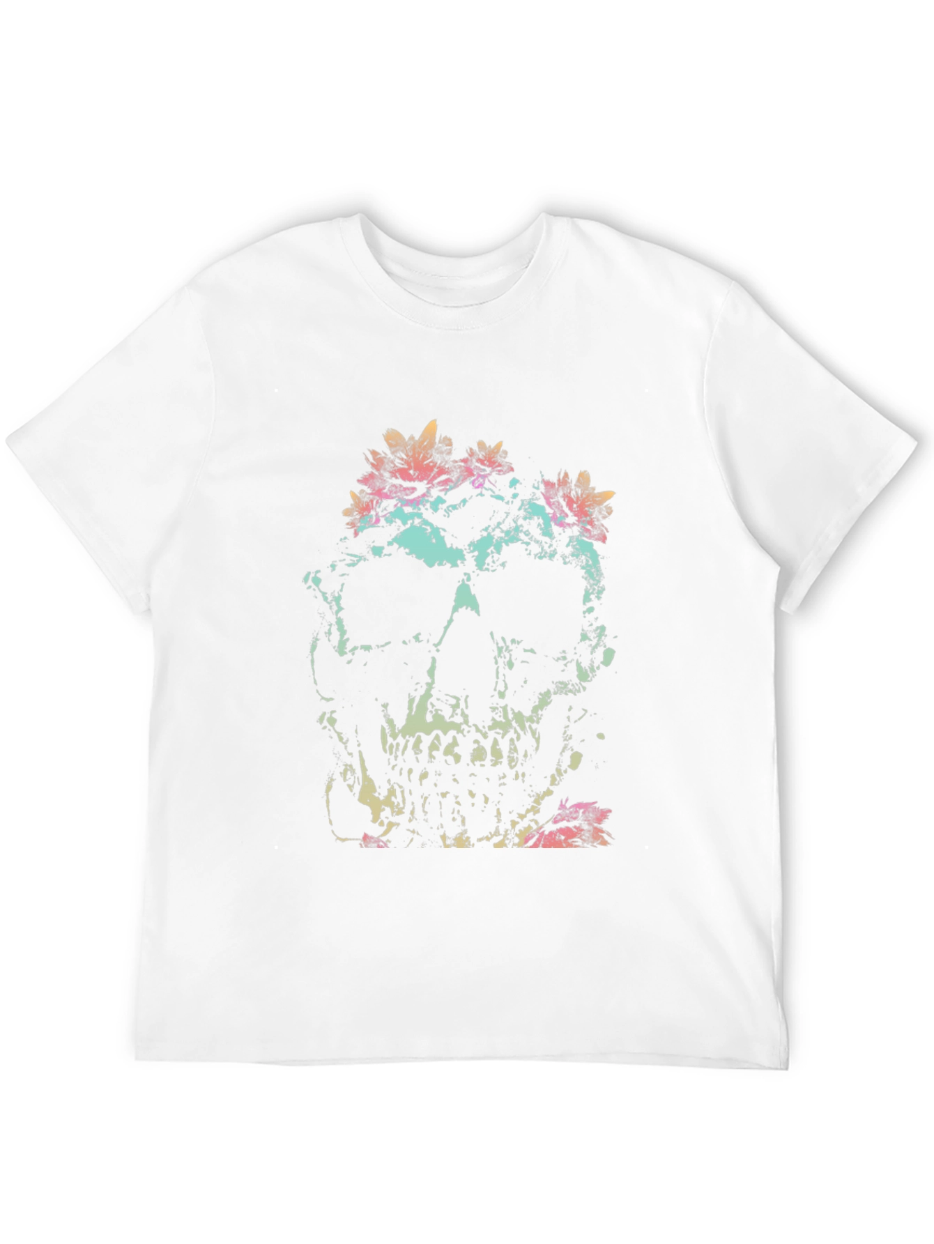 Skull & Floral Graphic Tee - Black Cotton