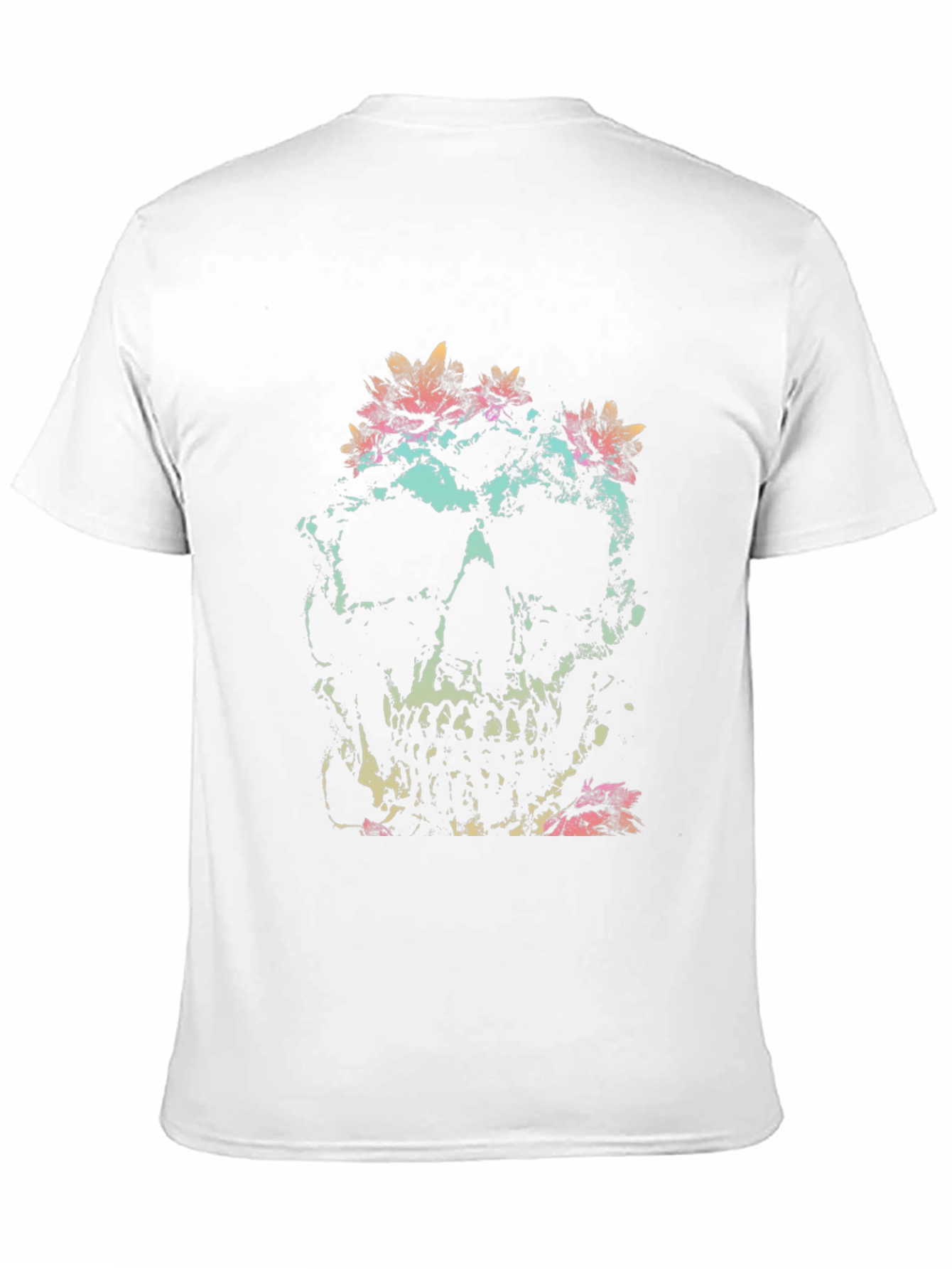 Skull & Floral Graphic Tee - Black Cotton