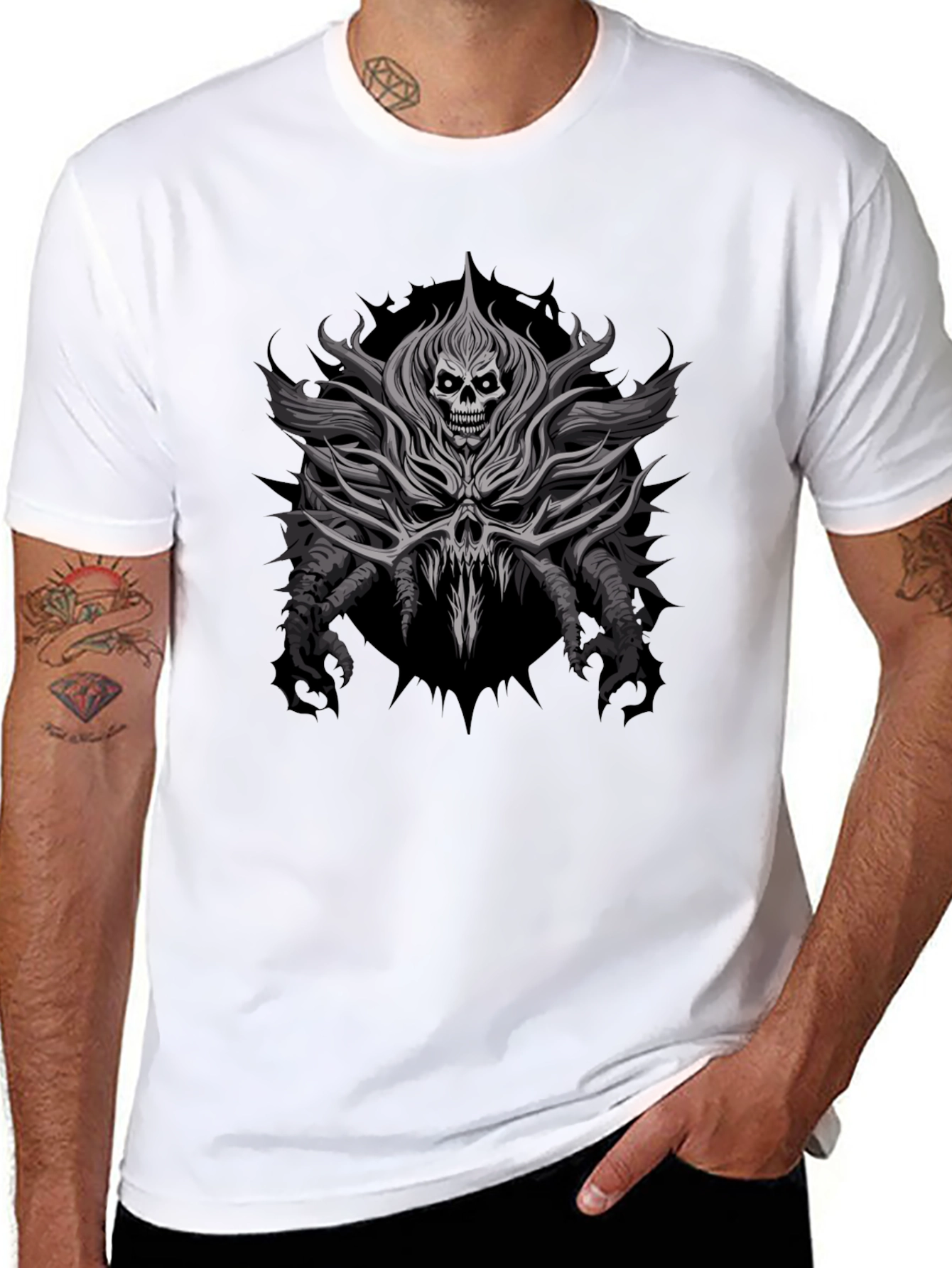 Skull Graphic Print Black T-Shirt