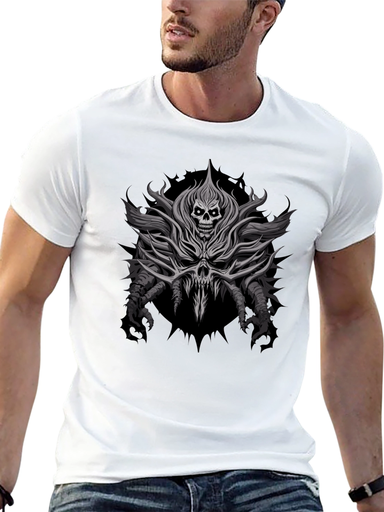 Skull Graphic Print Black T-Shirt
