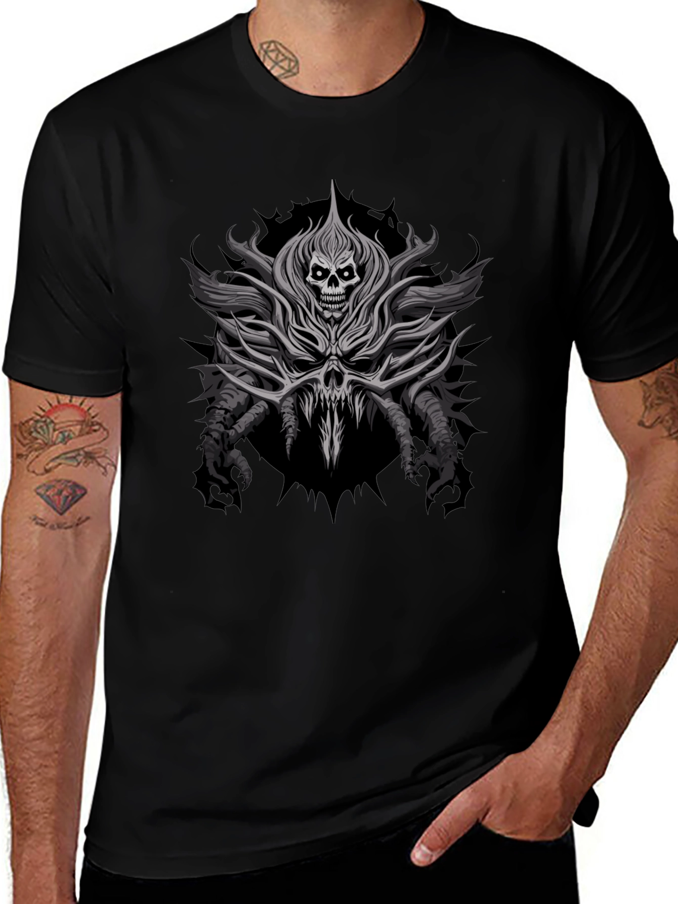 Skull Graphic Print Black T-Shirt