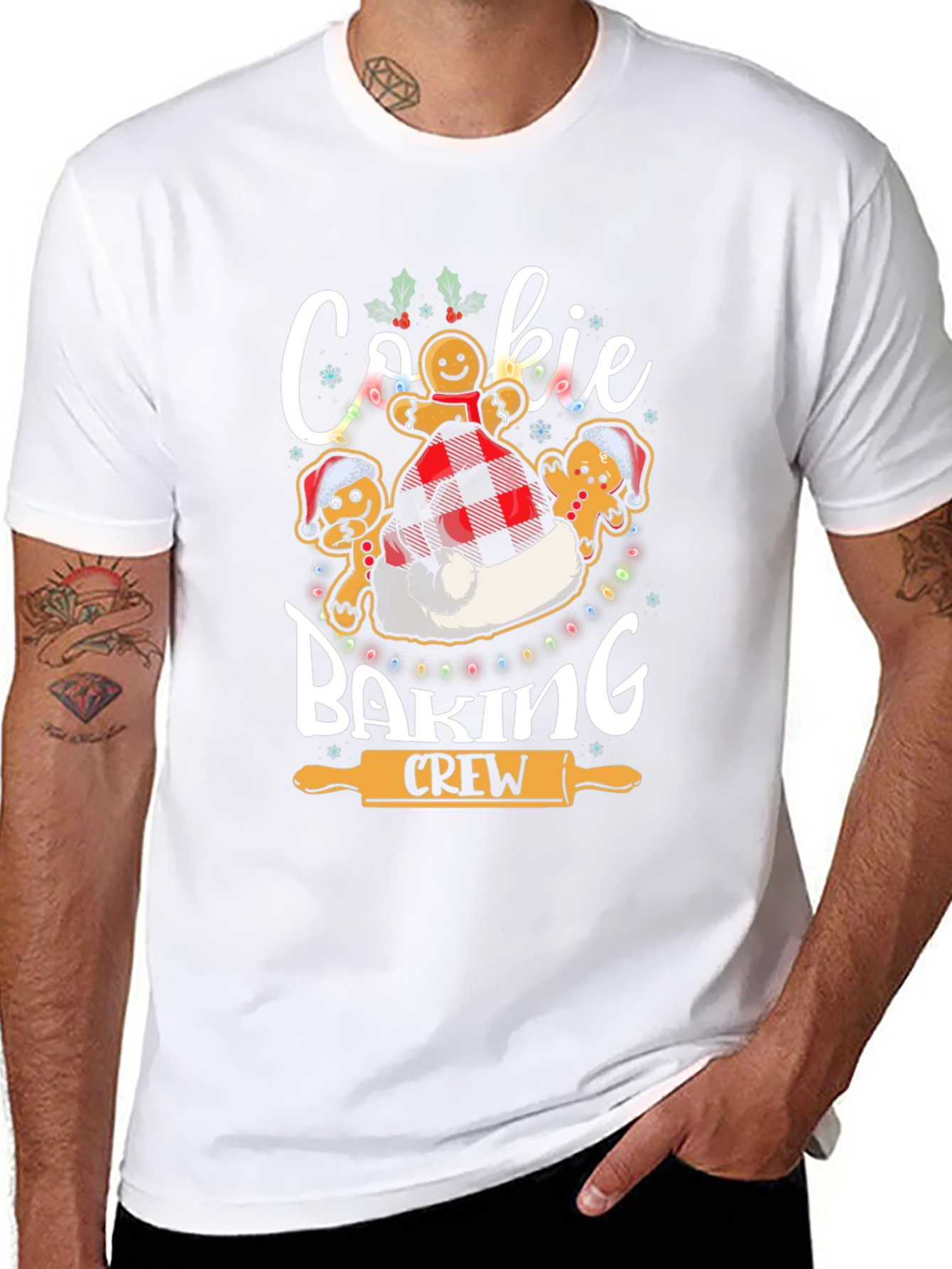 Cookie Baking Crew T-Shirt Gingerbread Man Festive Top