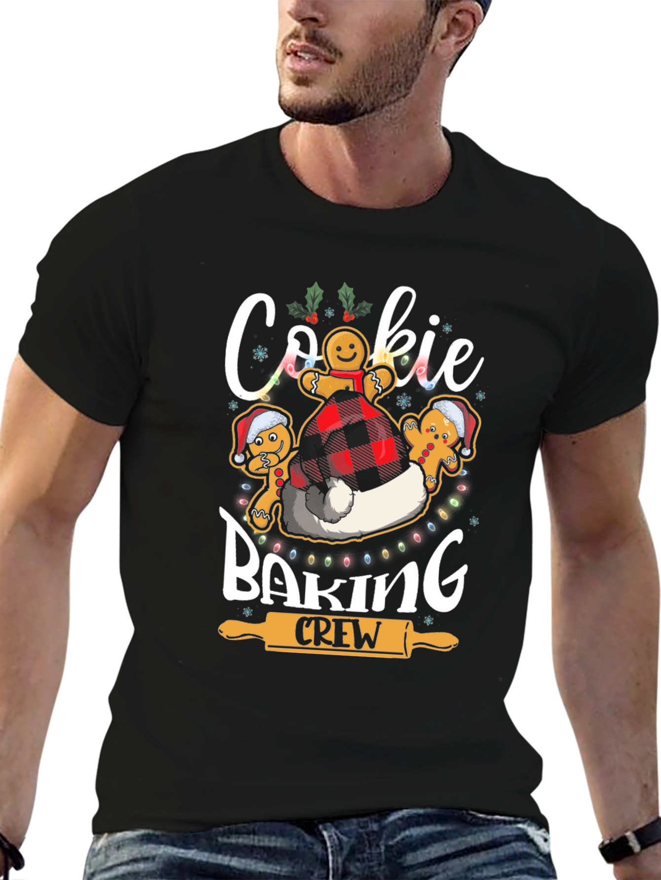 Cookie Baking Crew T-Shirt Gingerbread Man Festive Top
