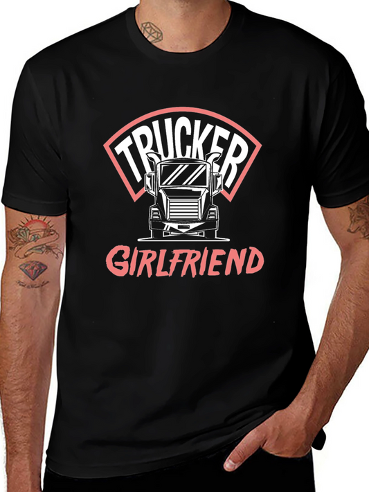 Trucker Girlfriend T-Shirt - Black Crew Neck Tee
