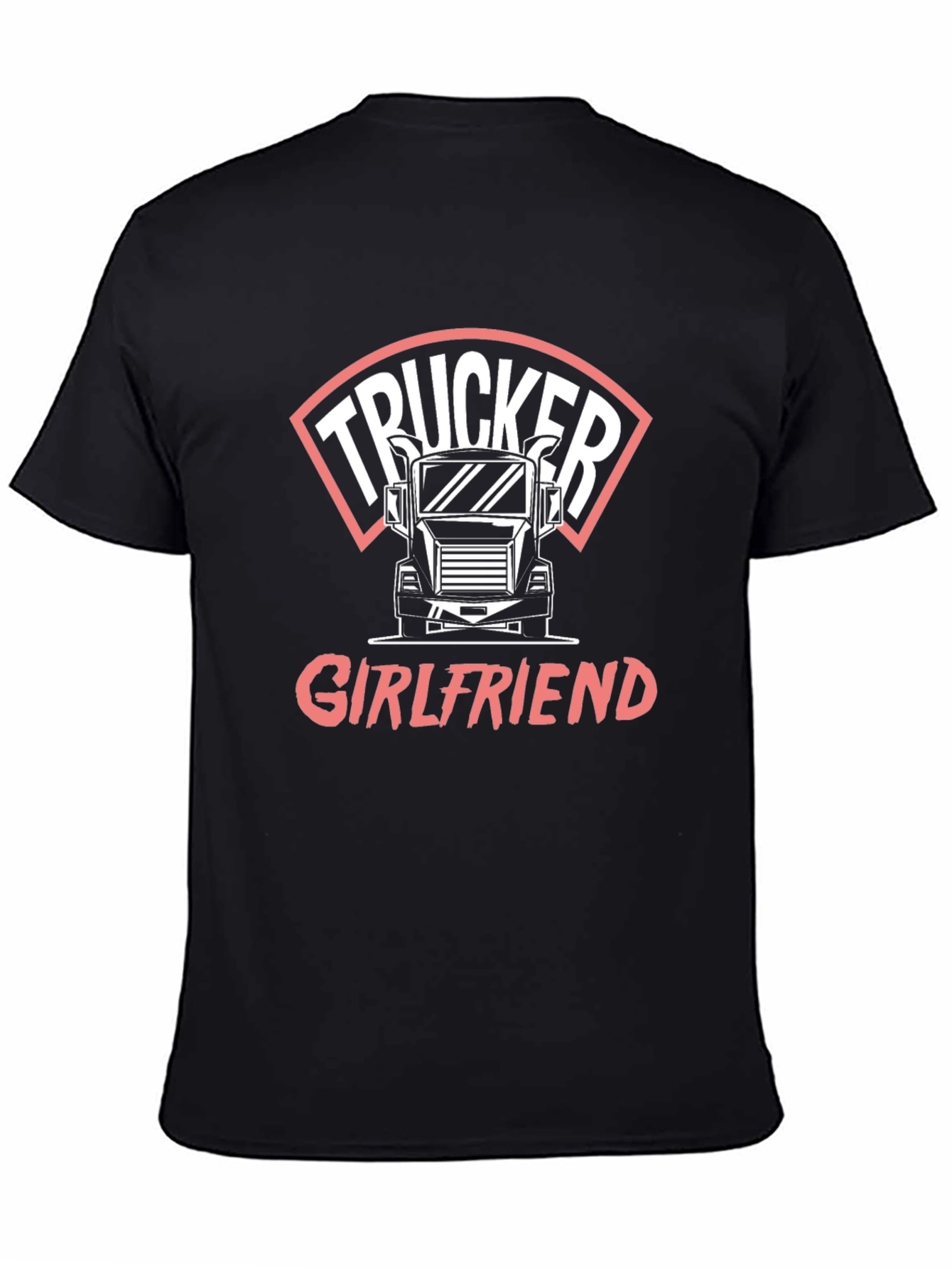 Trucker Girlfriend T-Shirt - Black Crew Neck Tee
