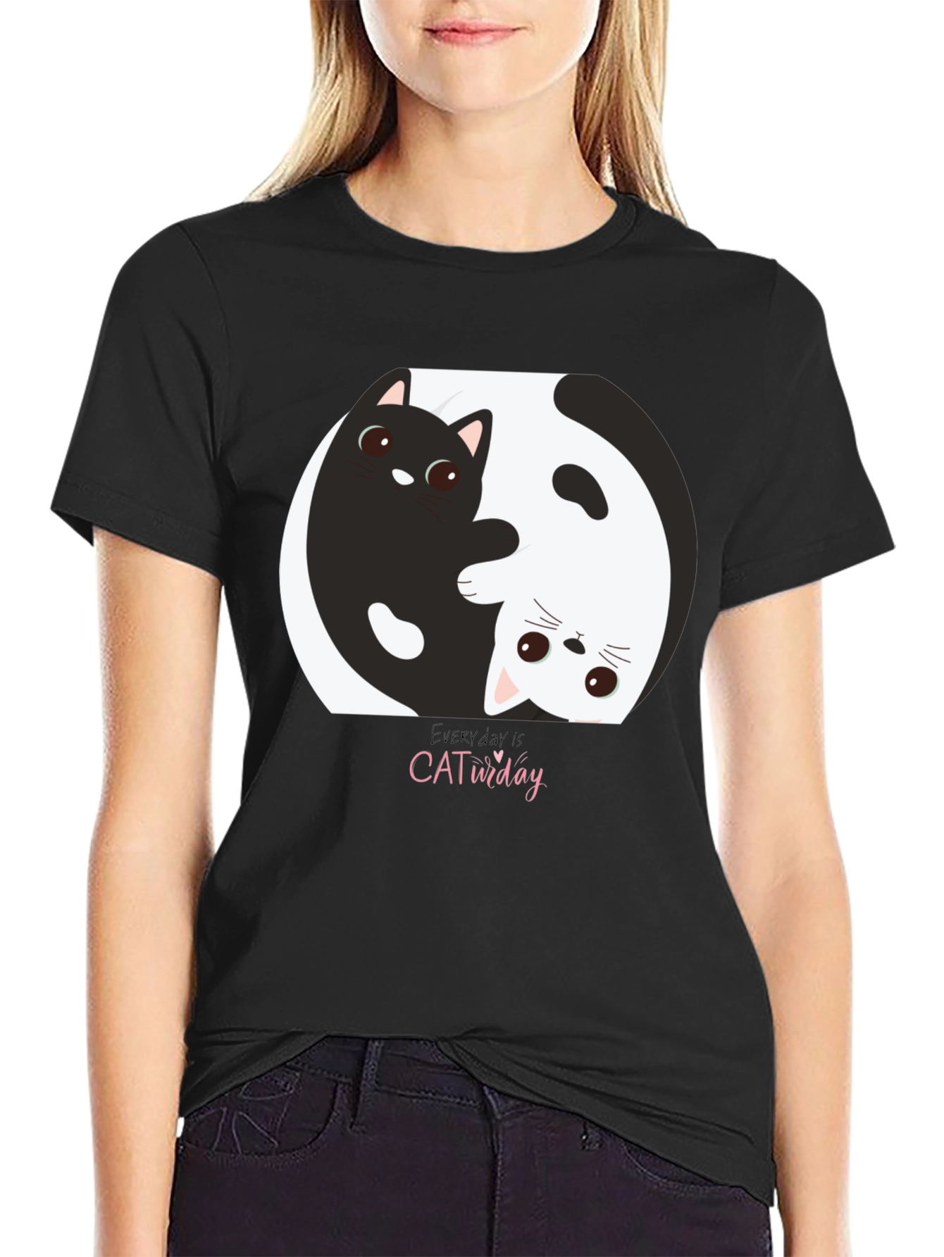Yin Yang Cat T-Shirt - Everyday is CATurday