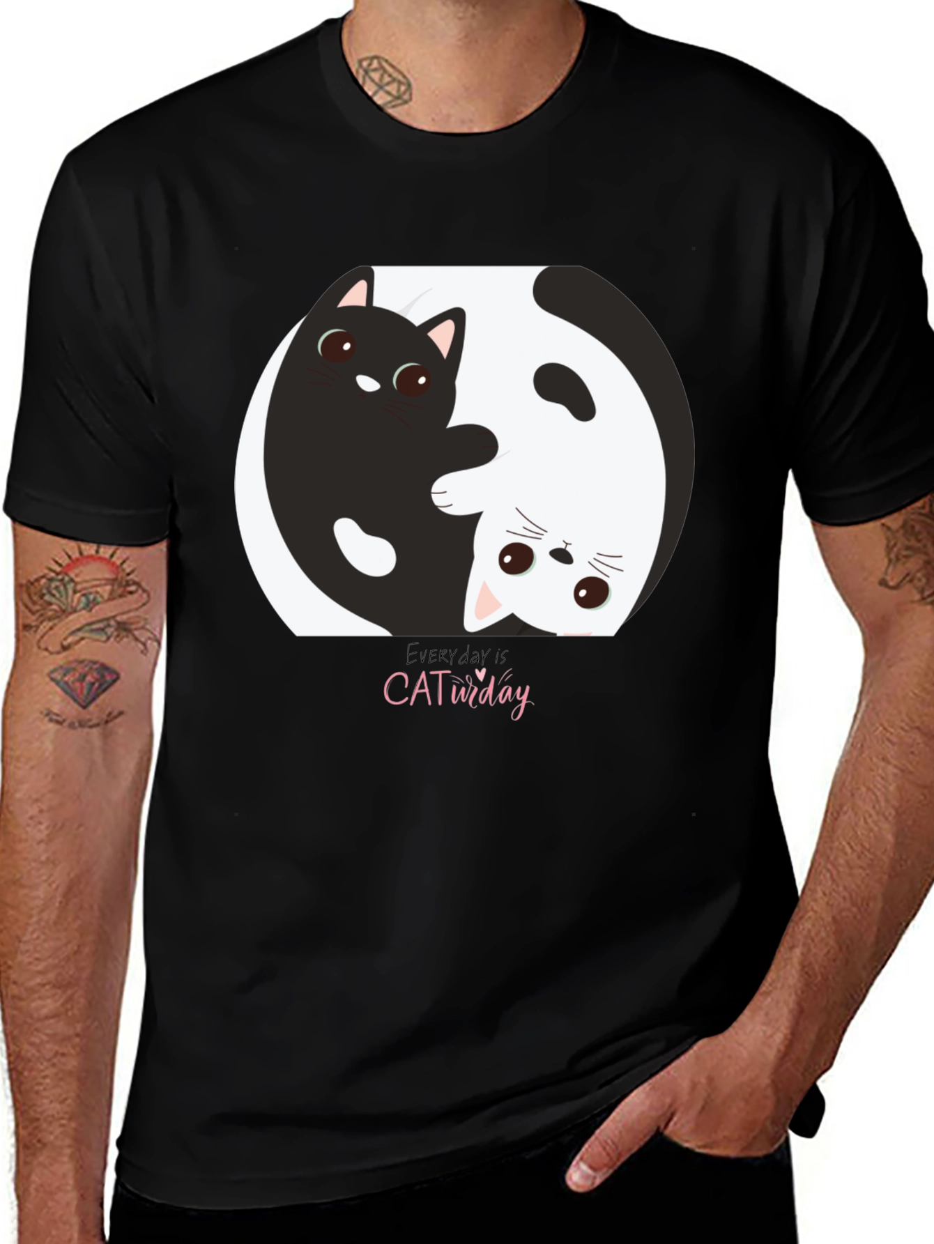 Yin Yang Cat T-Shirt - Everyday is CATurday