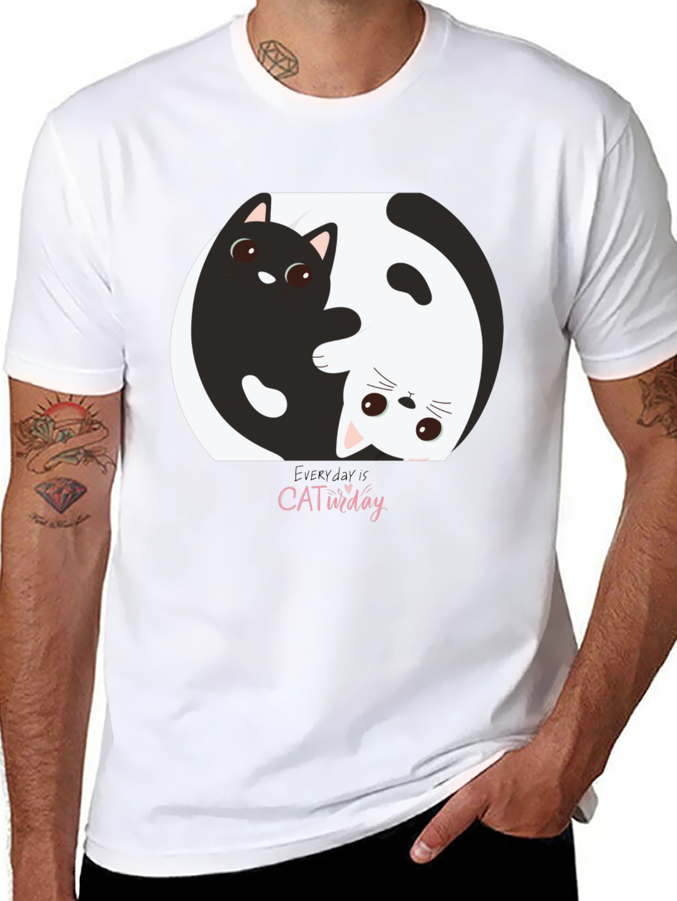 Yin Yang Cat T-Shirt - Everyday is CATurday