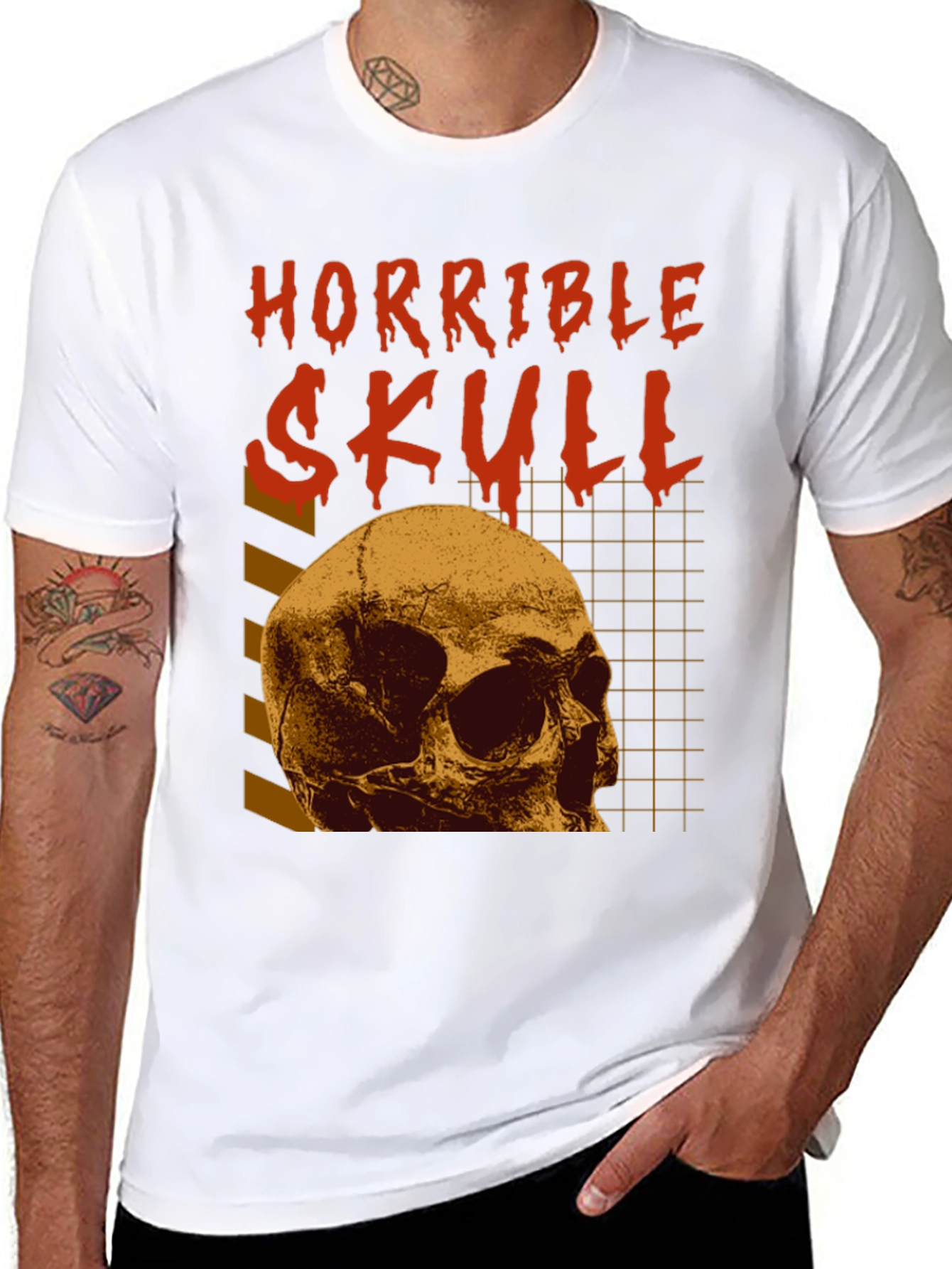Horrible Skull Graphic Print Black T-Shirt