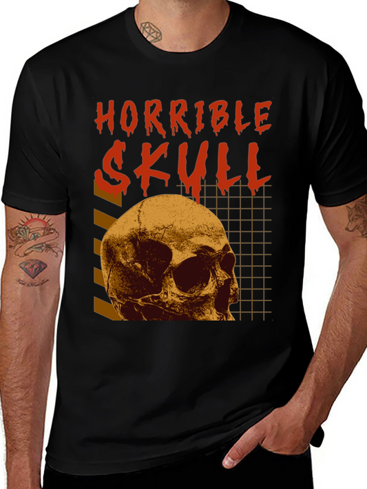 Horrible Skull Graphic Print Black T-Shirt