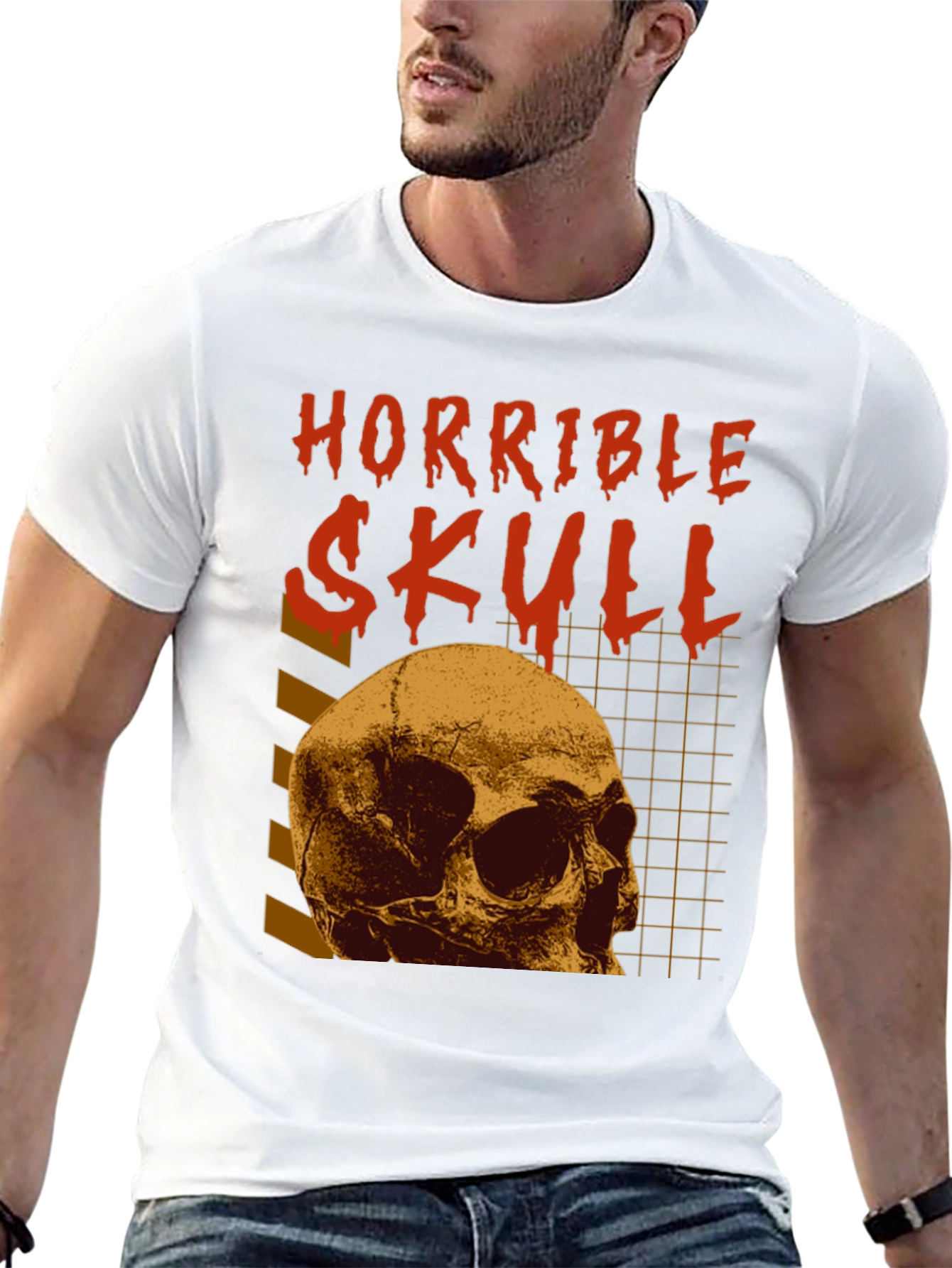 Horrible Skull Graphic Print Black T-Shirt
