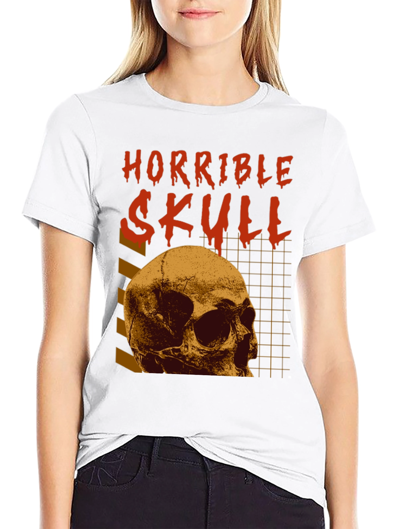 Horrible Skull Graphic Print Black T-Shirt