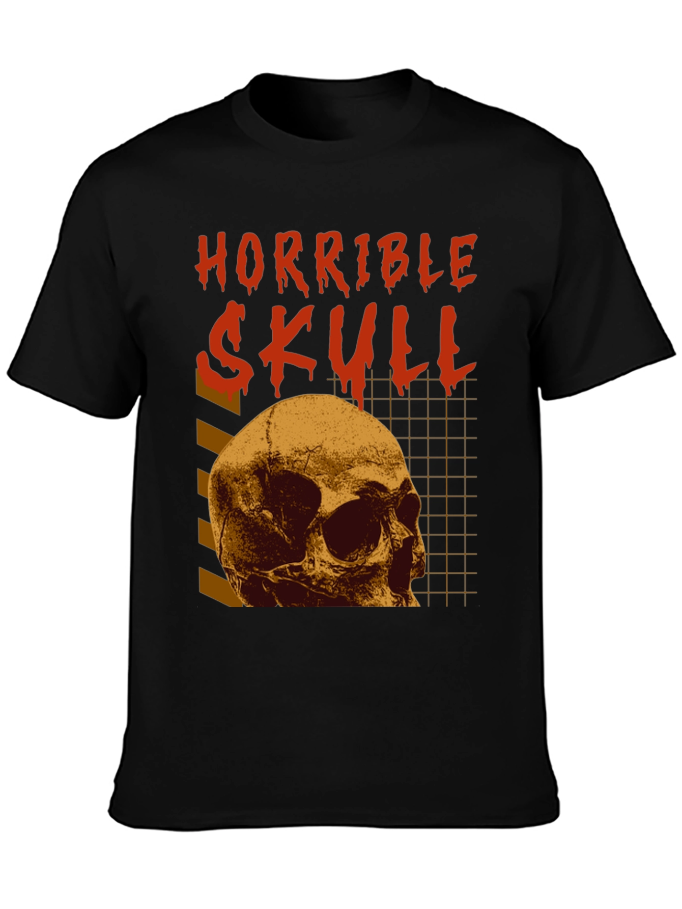 Horrible Skull Graphic Print Black T-Shirt