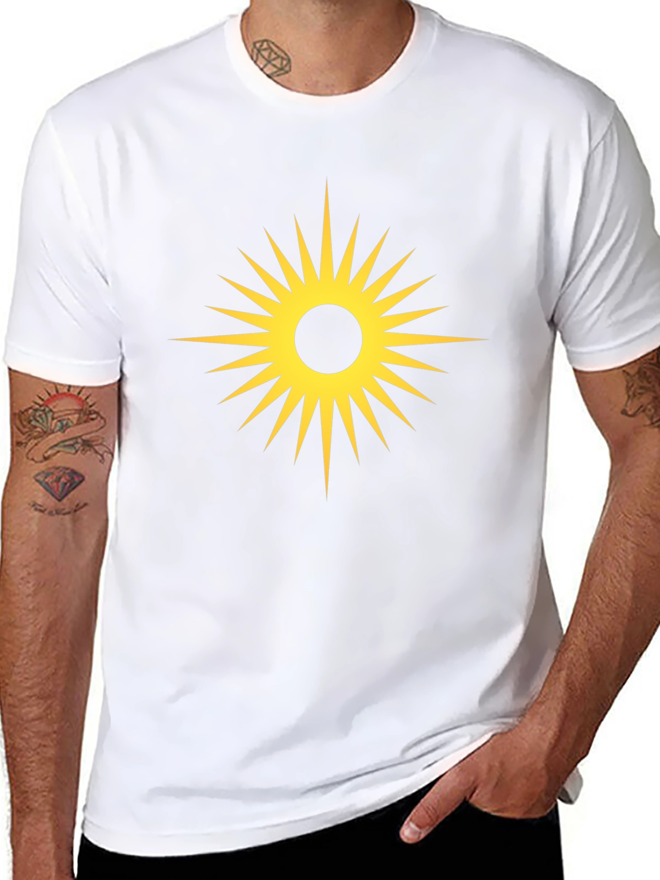 Radiant Sunburst Graphic Tee - Black Cotton T-Shirt