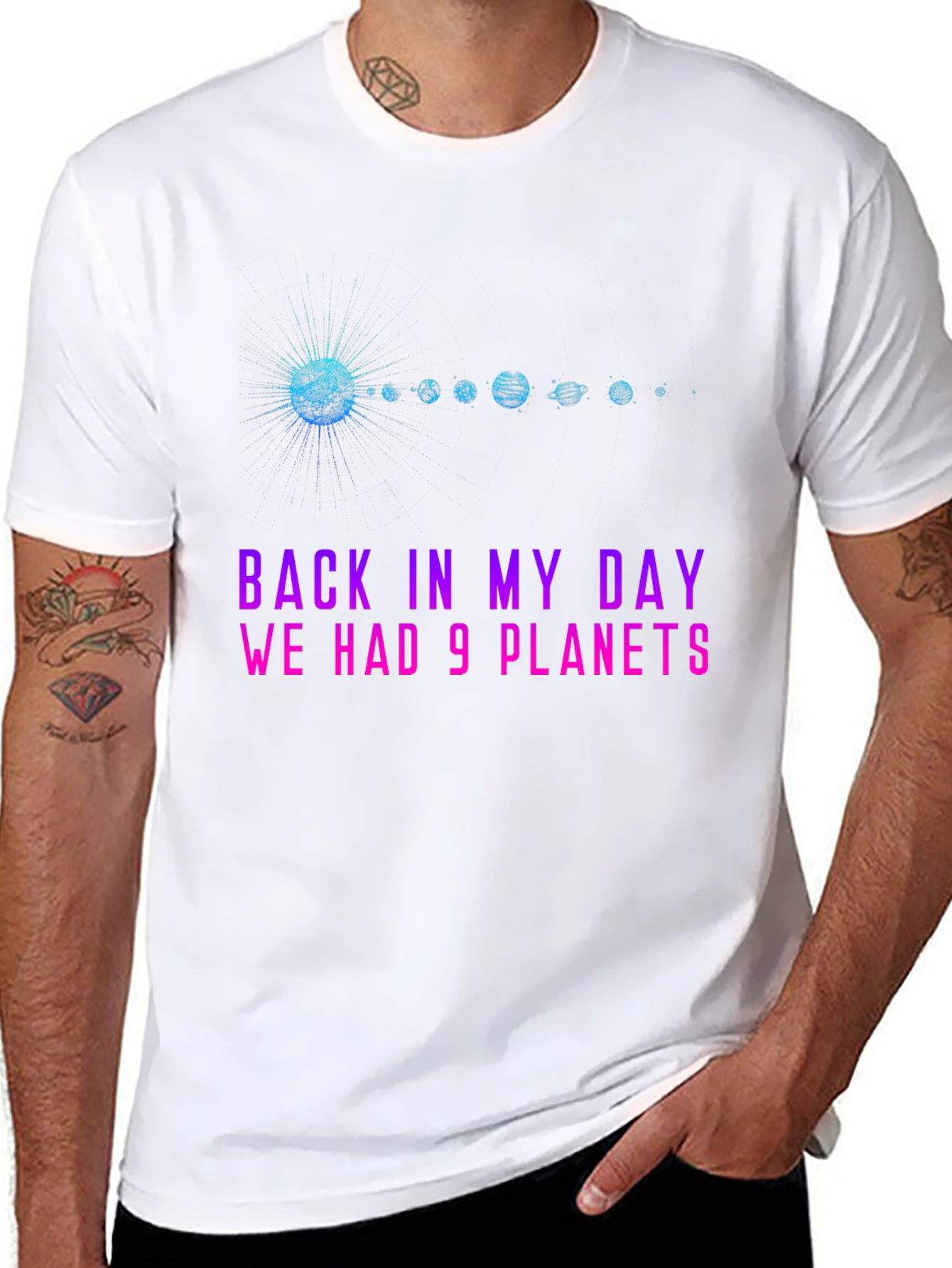 9 Planets Graphic T-Shirt - Retro Space Tee