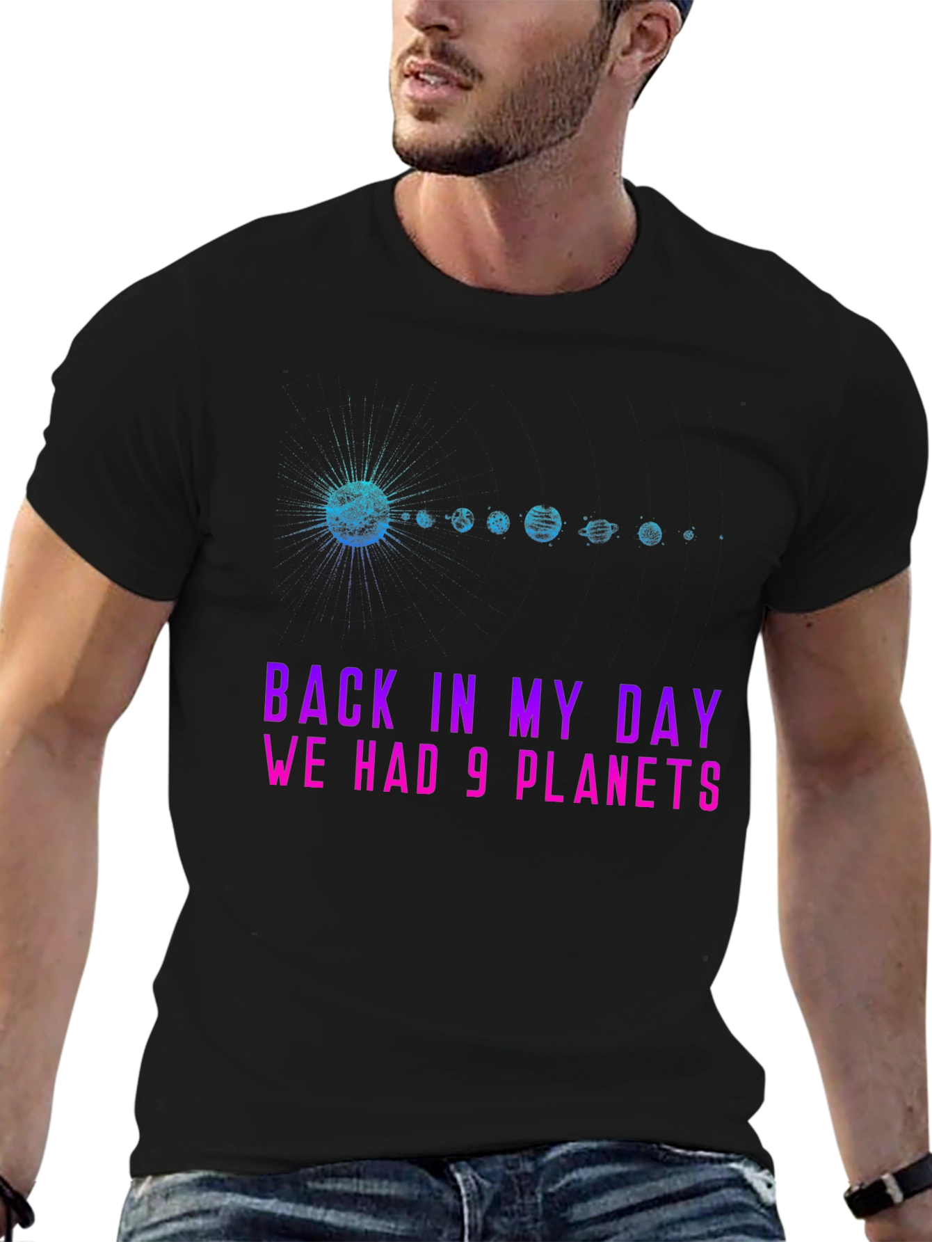 9 Planets Graphic T-Shirt - Retro Space Tee