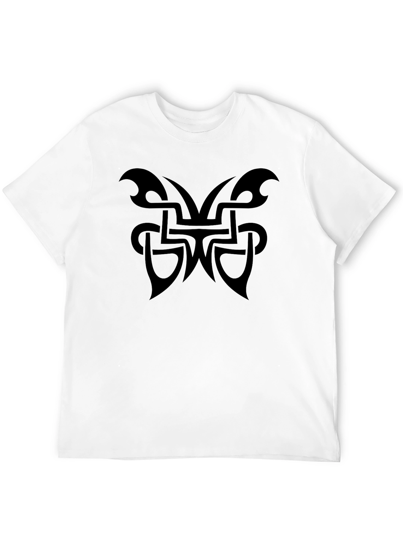 Mens Black T-Shirt with Tribal Butterfly Design