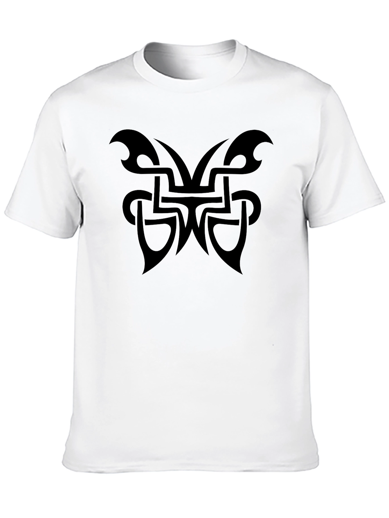 Mens Black T-Shirt with Tribal Butterfly Design
