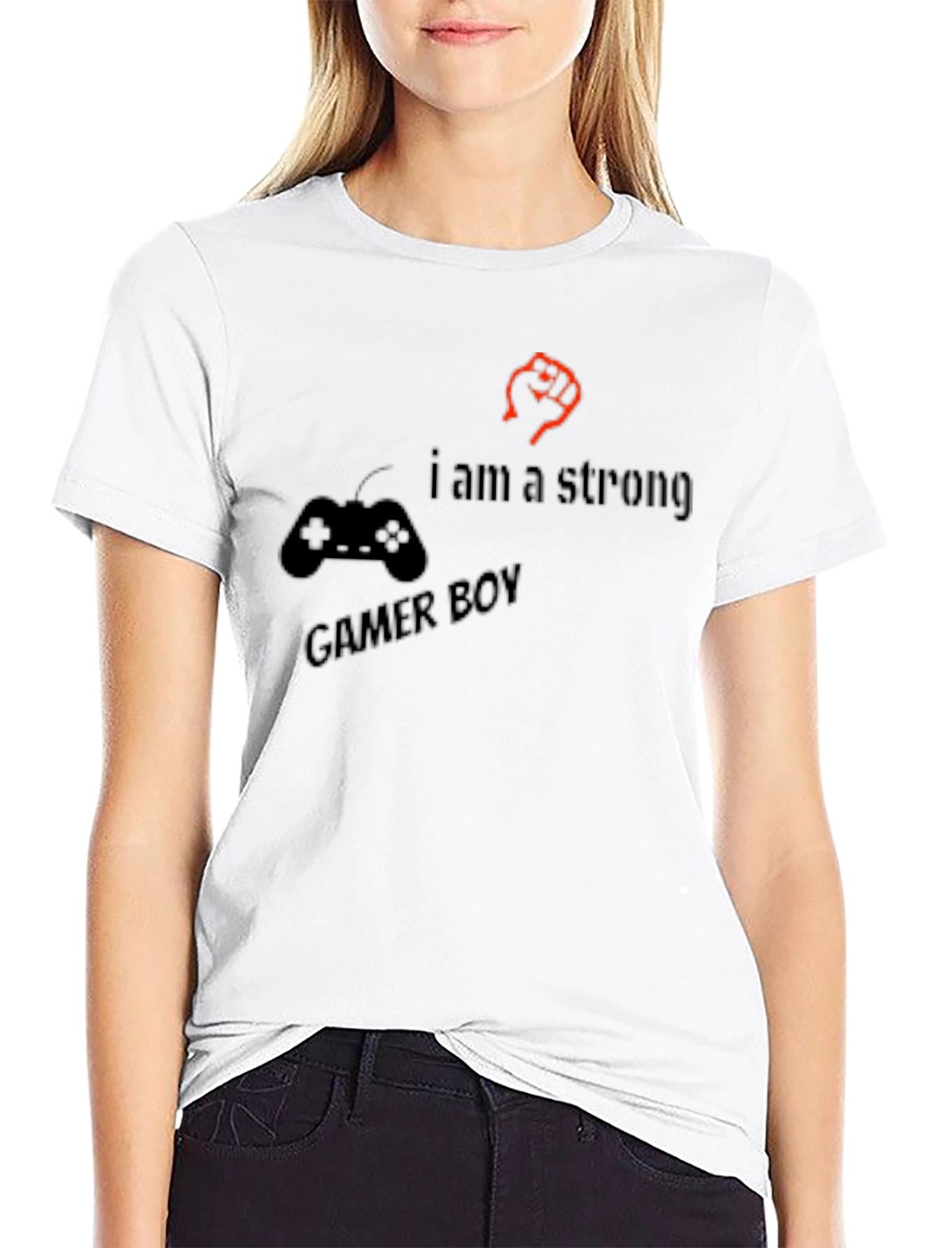 Strong Gamer Boy Black T-Shirt - Console Fist Design