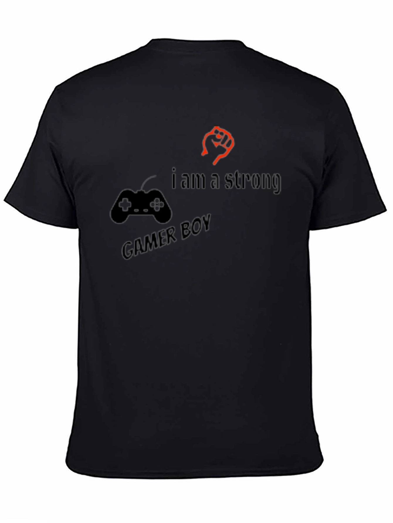 Strong Gamer Boy Black T-Shirt - Console Fist Design