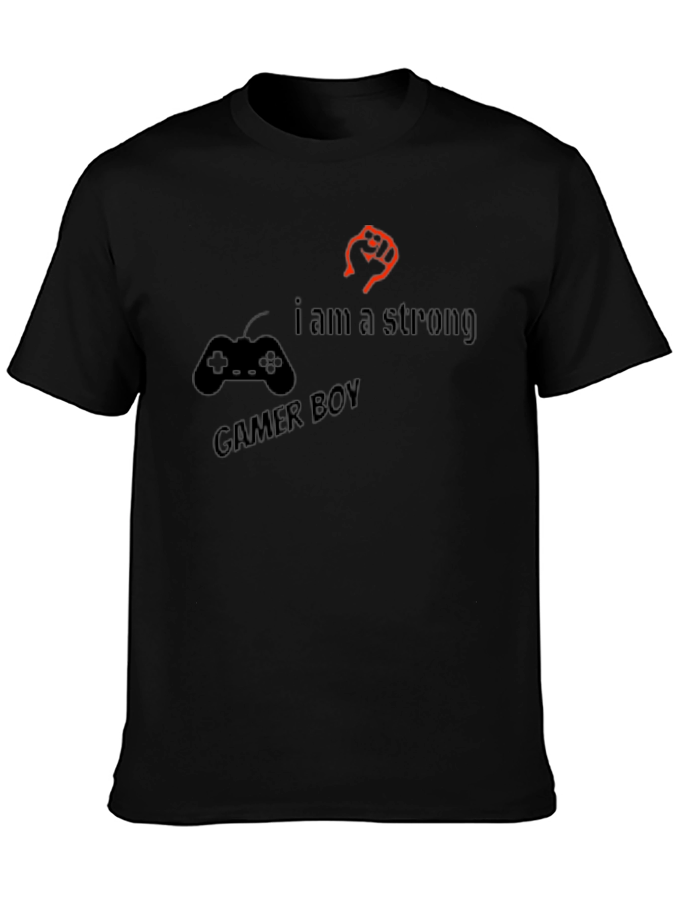 Strong Gamer Boy Black T-Shirt - Console Fist Design