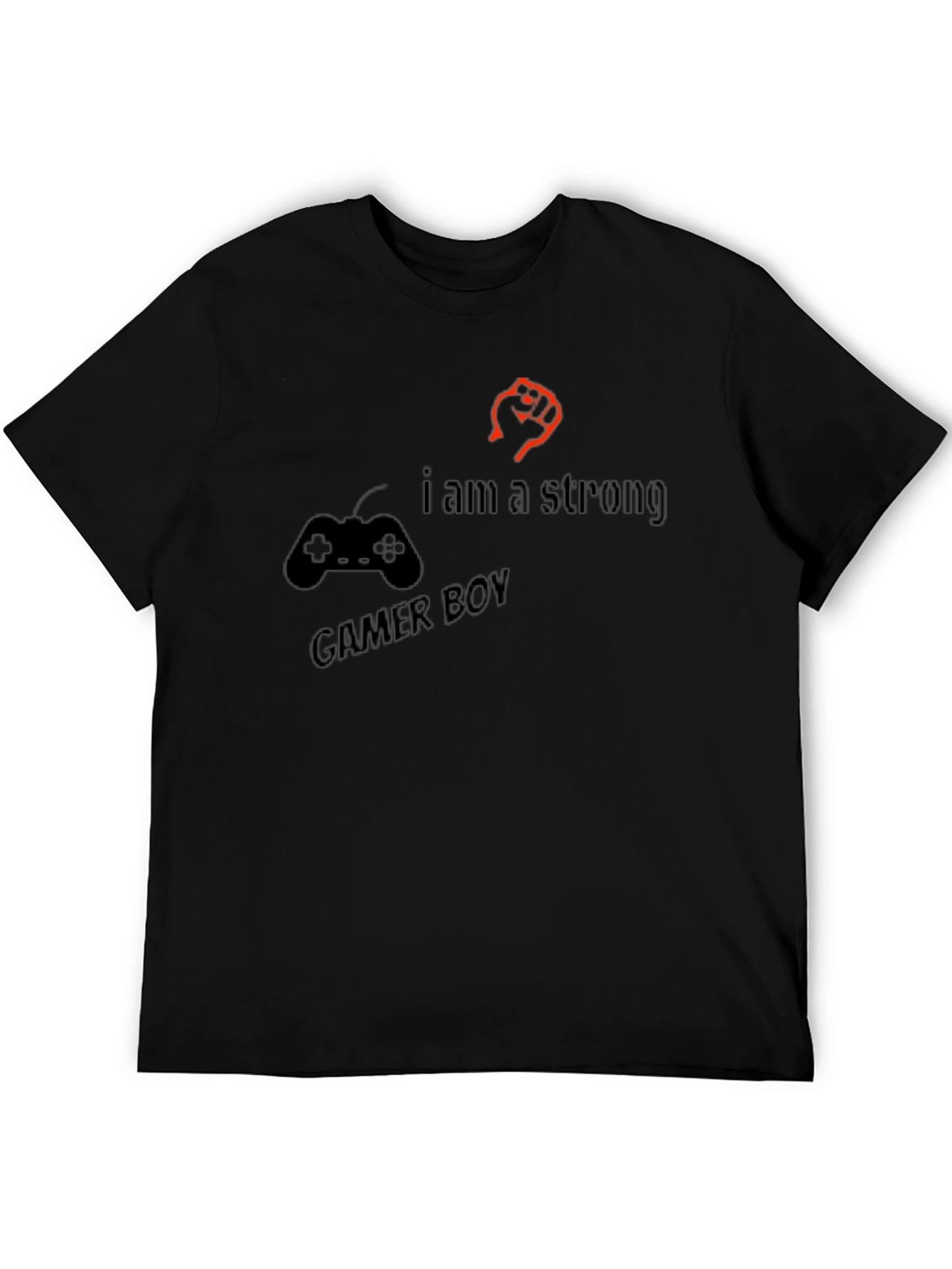 Strong Gamer Boy Black T-Shirt - Console Fist Design