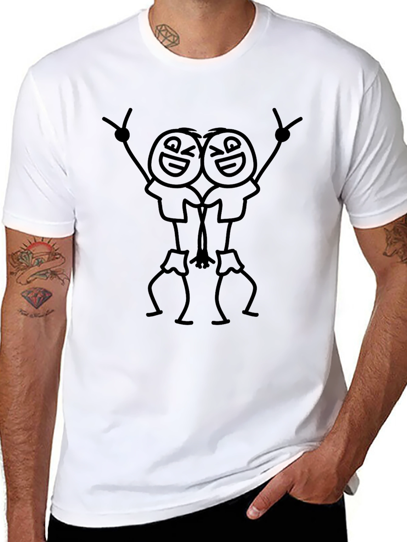 Stick Figure Twin Black Graphic Tee