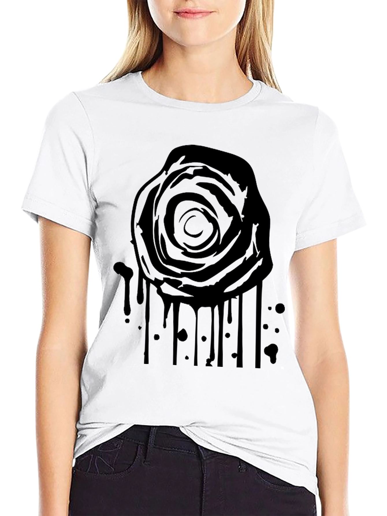 Black Rose Drip Graphic Tee