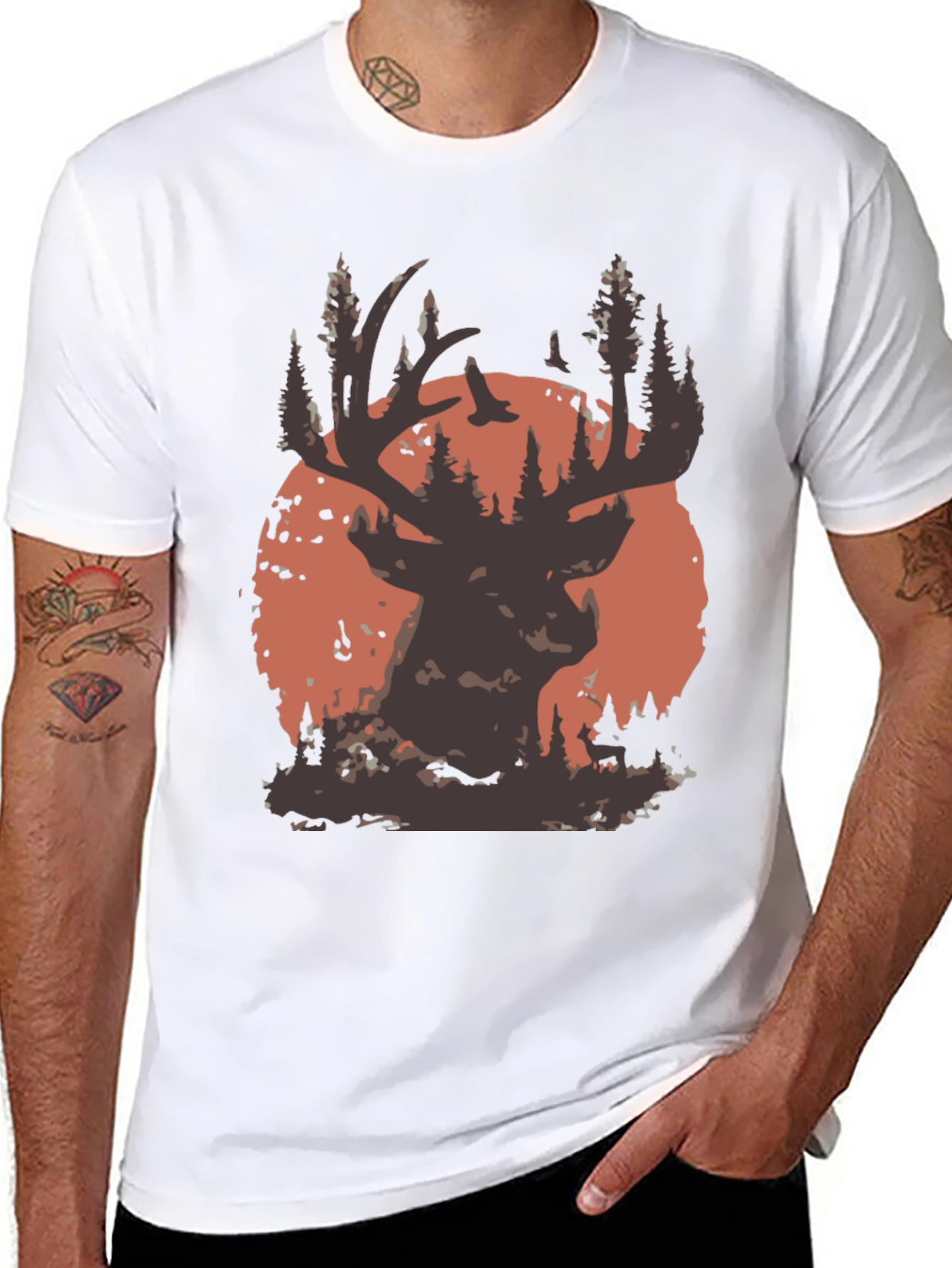 Deer Silhouette T-Shirt - Nature Inspired Graphic Tee