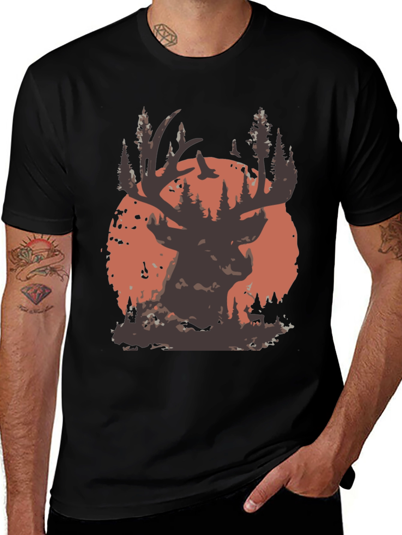 Deer Silhouette T-Shirt - Nature Inspired Graphic Tee