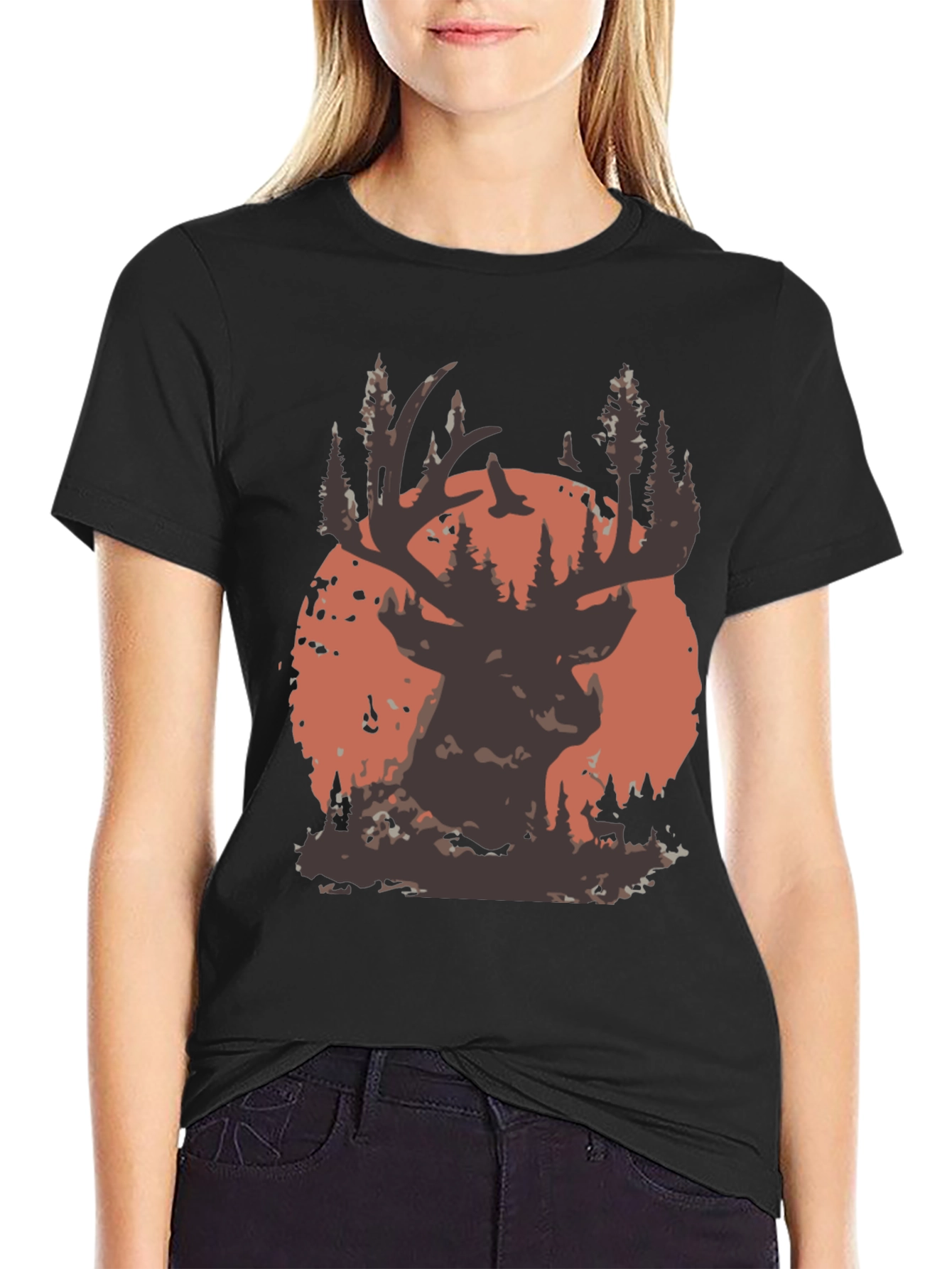 Deer Silhouette T-Shirt - Nature Inspired Graphic Tee