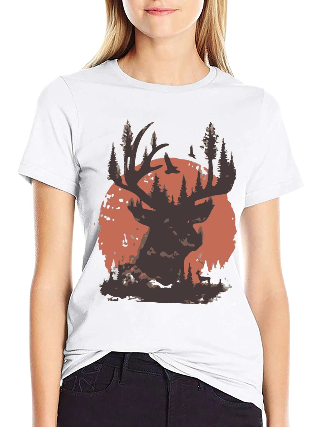 Deer Silhouette T-Shirt - Nature Inspired Graphic Tee