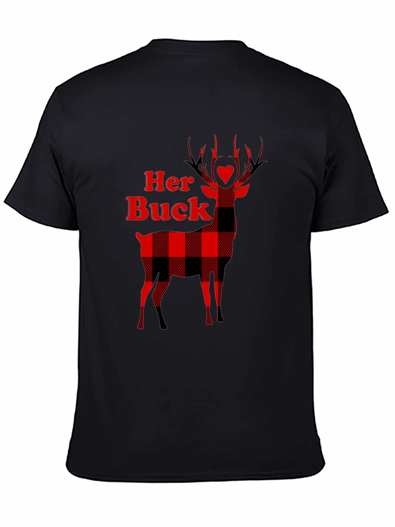 Her Buck Plaid Deer Couple T-Shirt