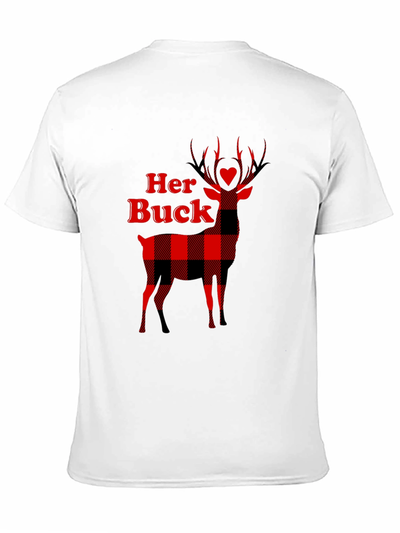 Her Buck Plaid Deer Couple T-Shirt