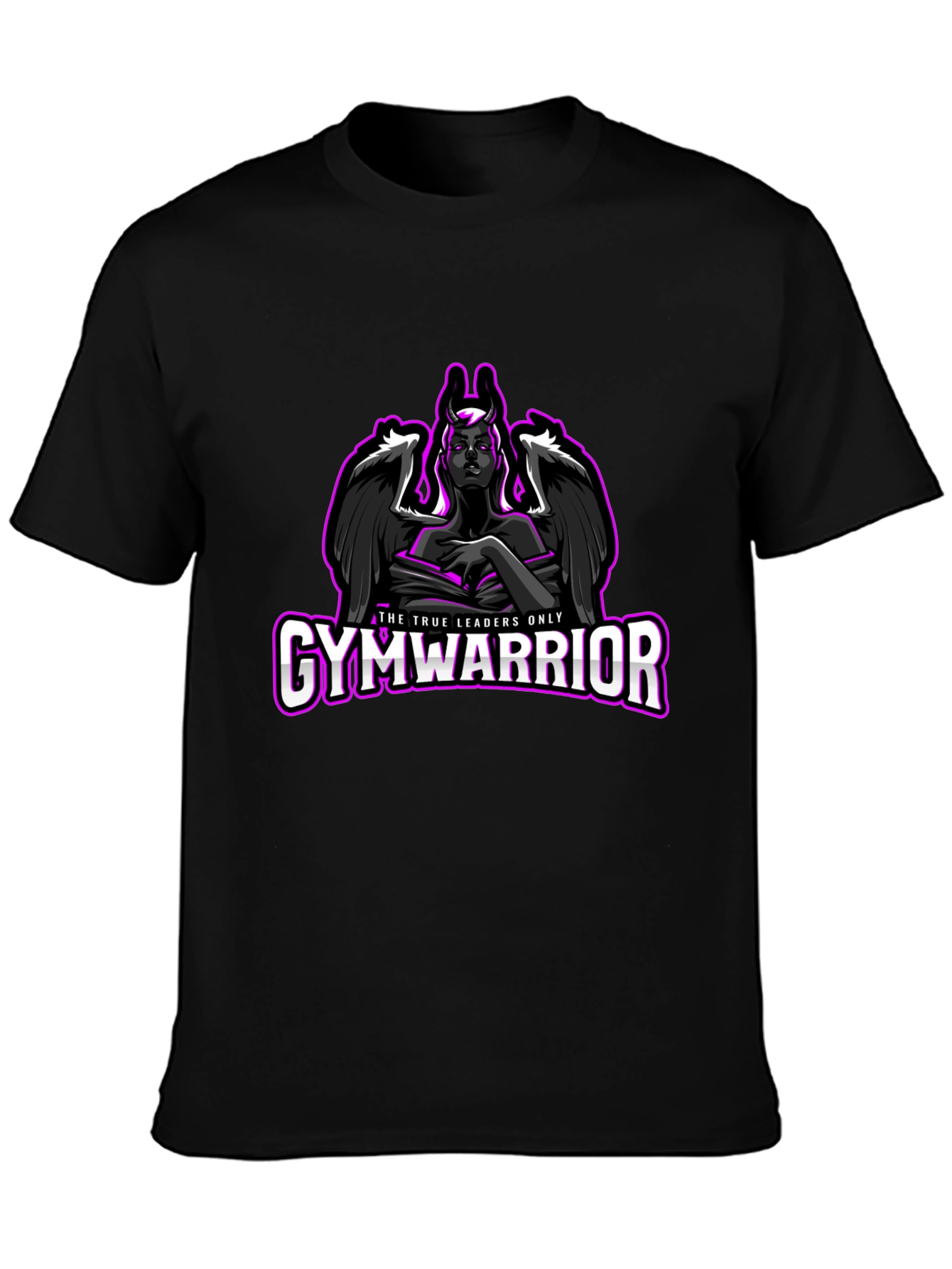 GymWarrior Black T-Shirt with Angel Design