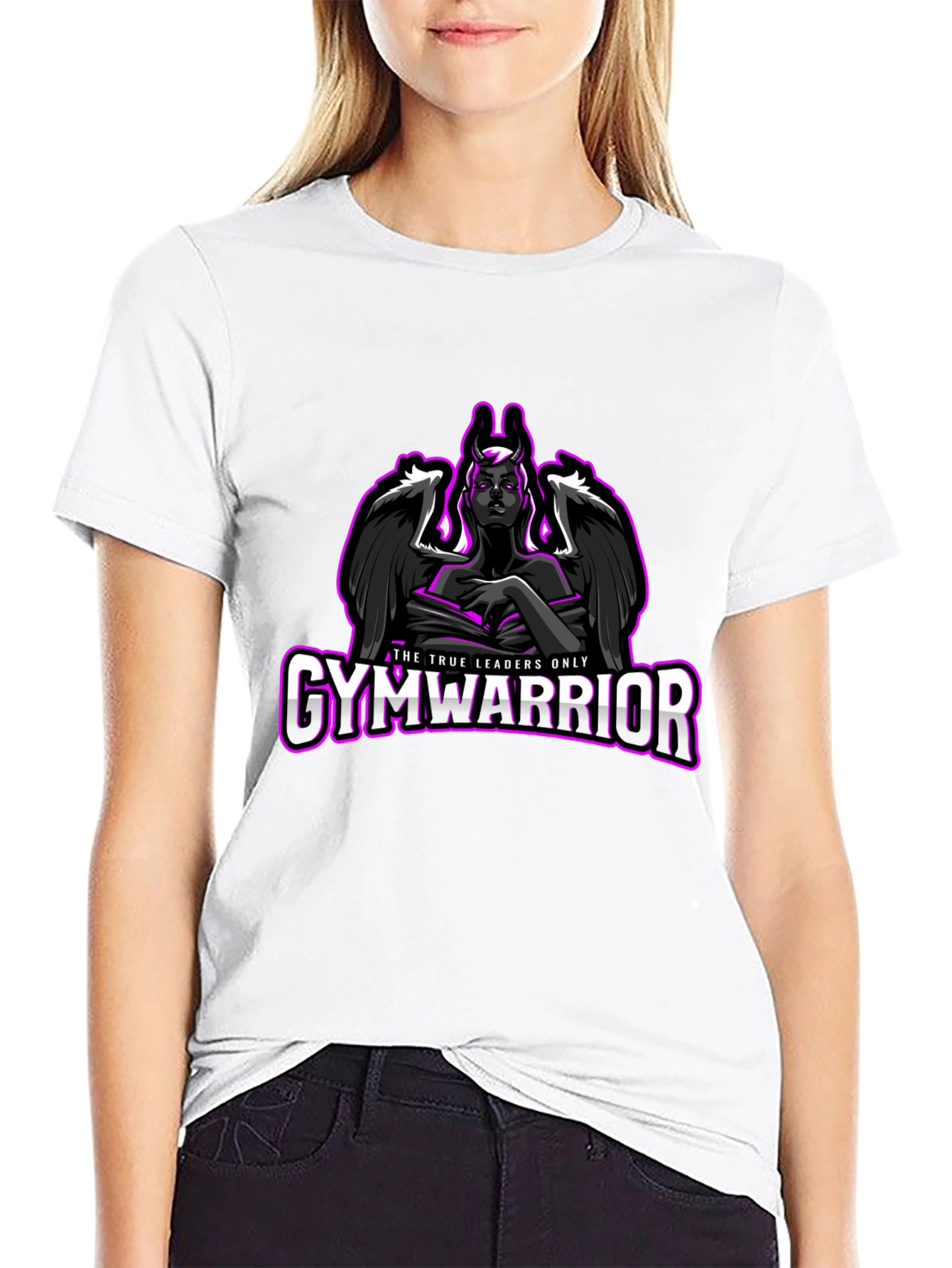 GymWarrior Black T-Shirt with Angel Design