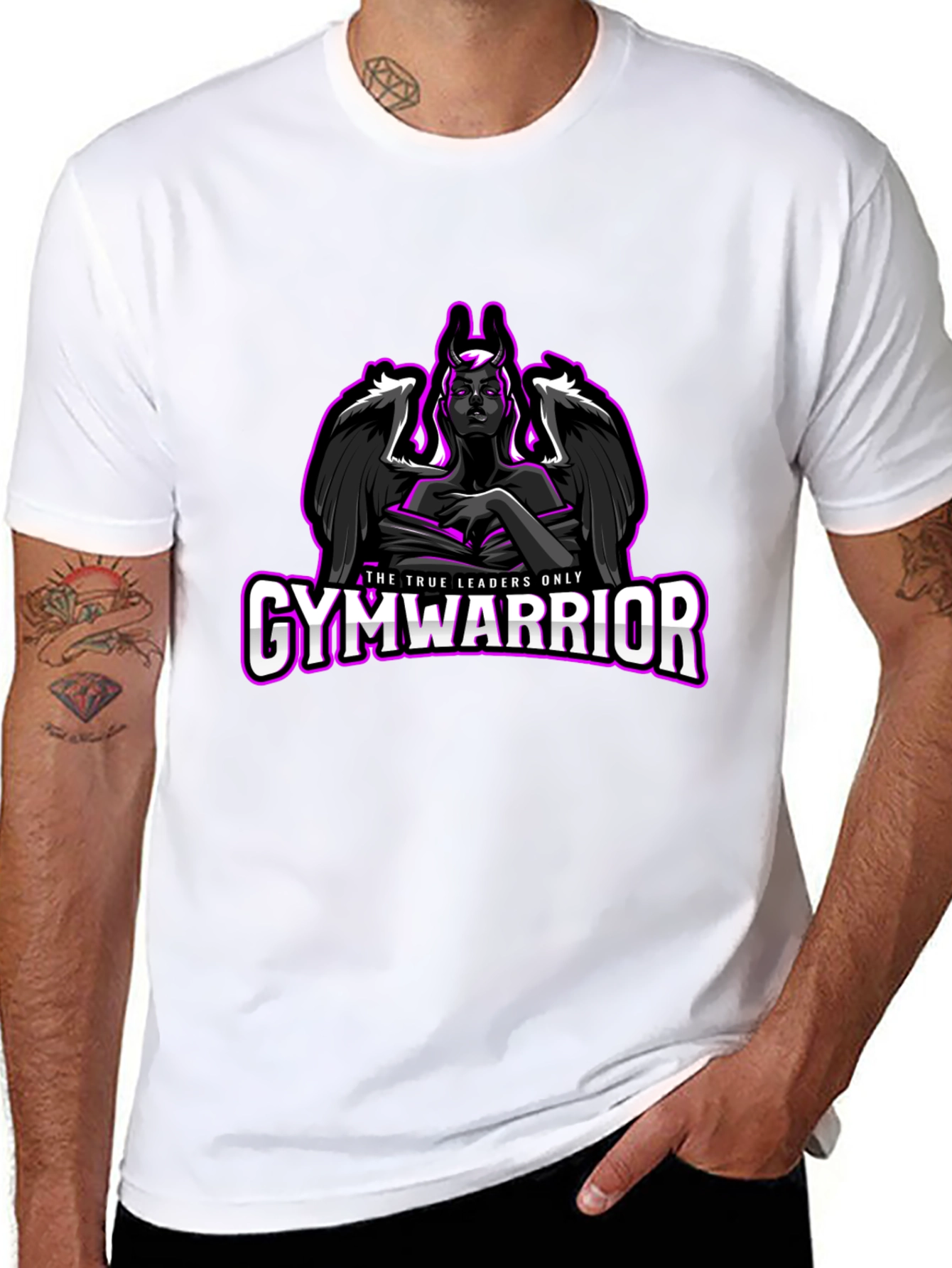 GymWarrior Black T-Shirt with Angel Design