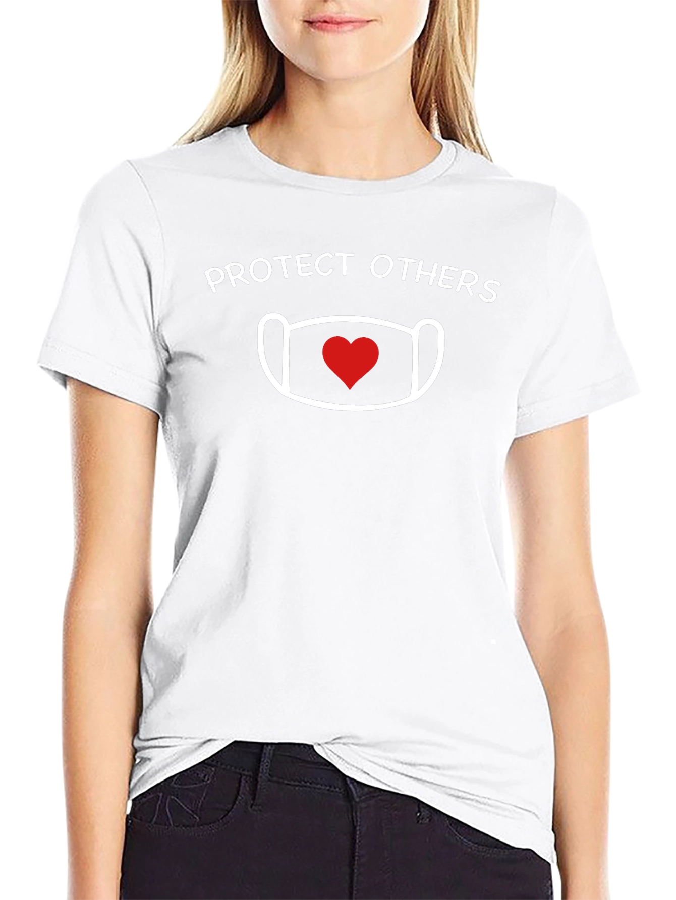 Protect Others T-Shirt - Mask With Heart Design