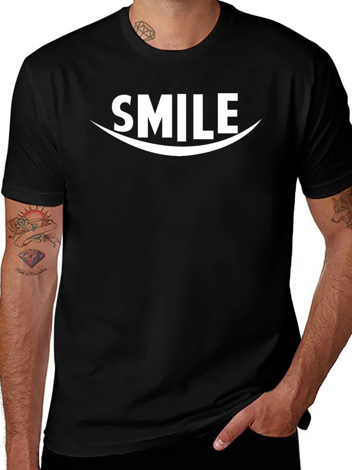 Smile Graphic Tee - Black Casual T-Shirt