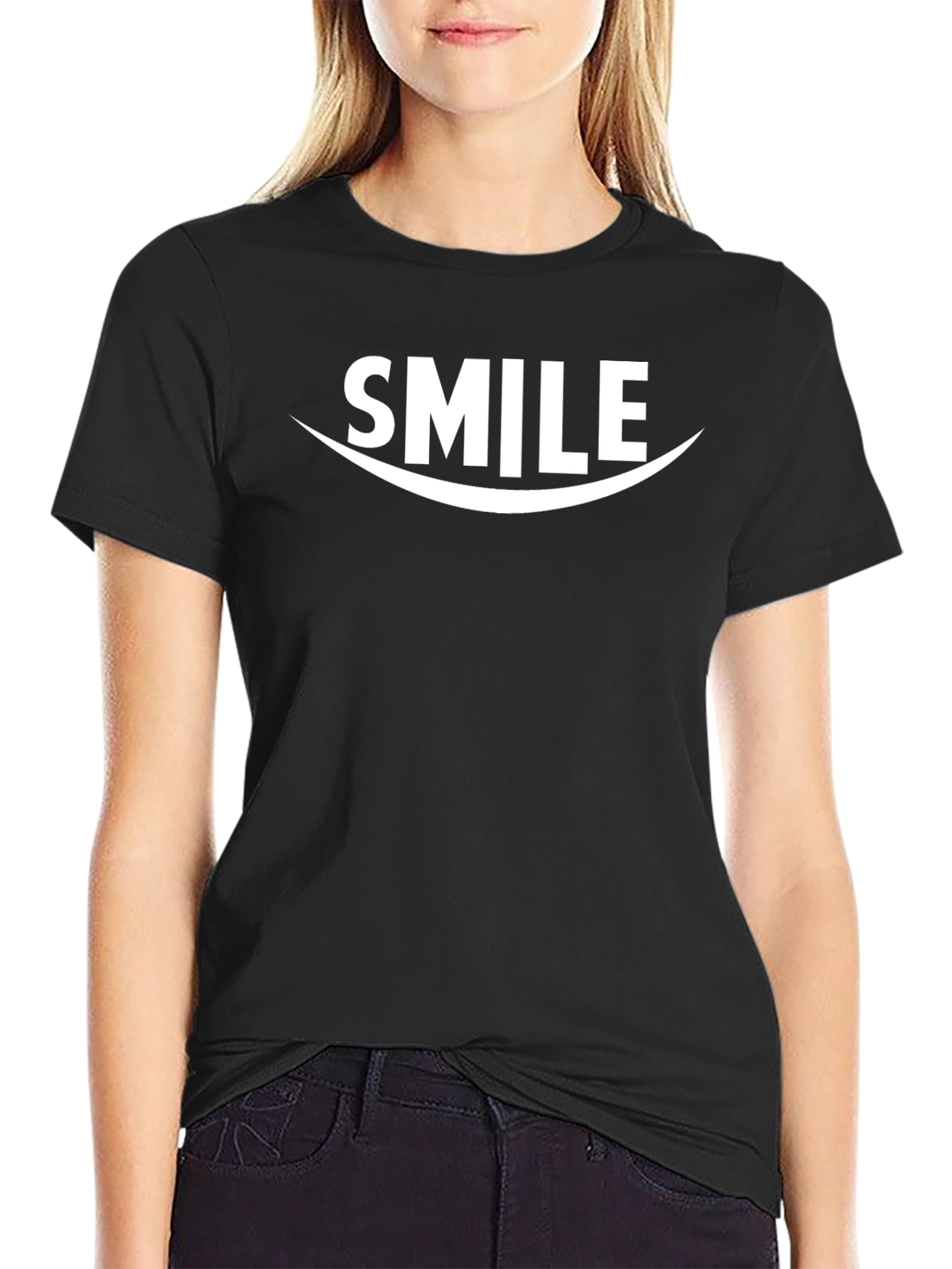 Smile Graphic Tee - Black Casual T-Shirt