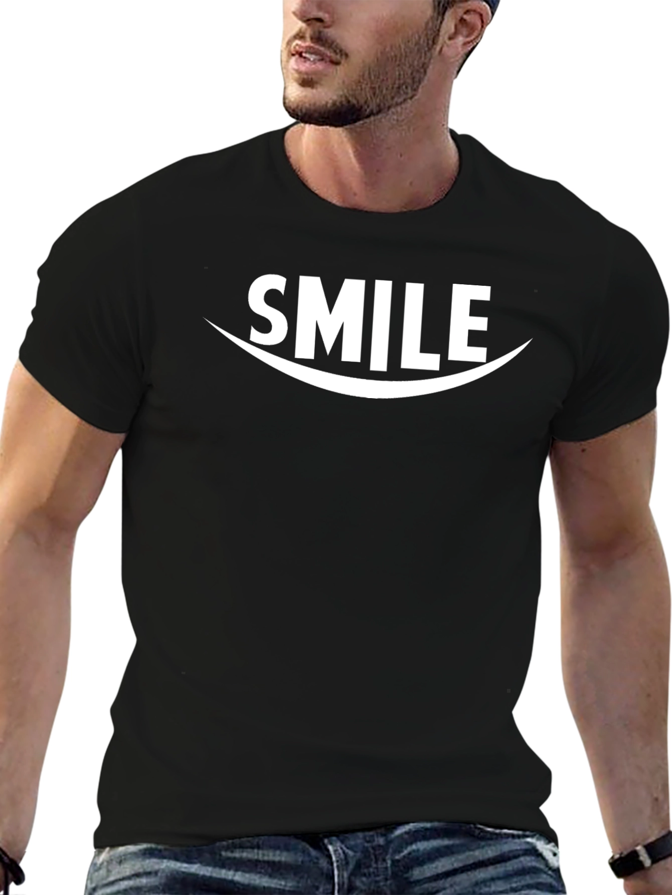 Smile Graphic Tee - Black Casual T-Shirt
