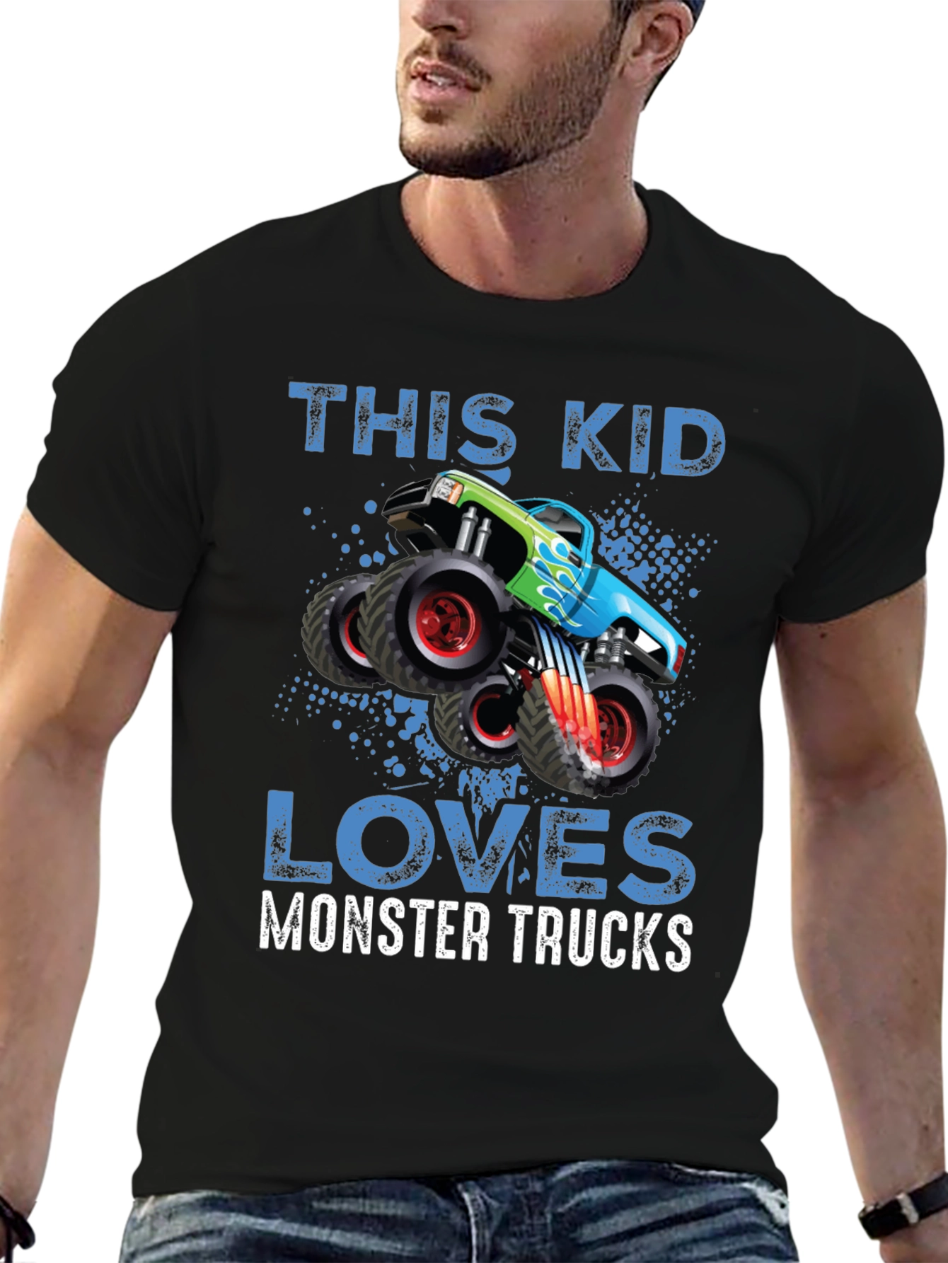 This Kid Loves Monster Trucks Black T-Shirt