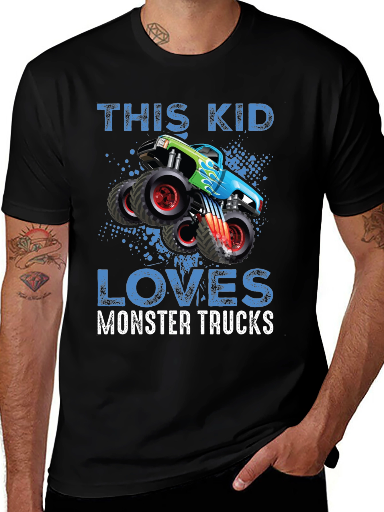 This Kid Loves Monster Trucks Black T-Shirt
