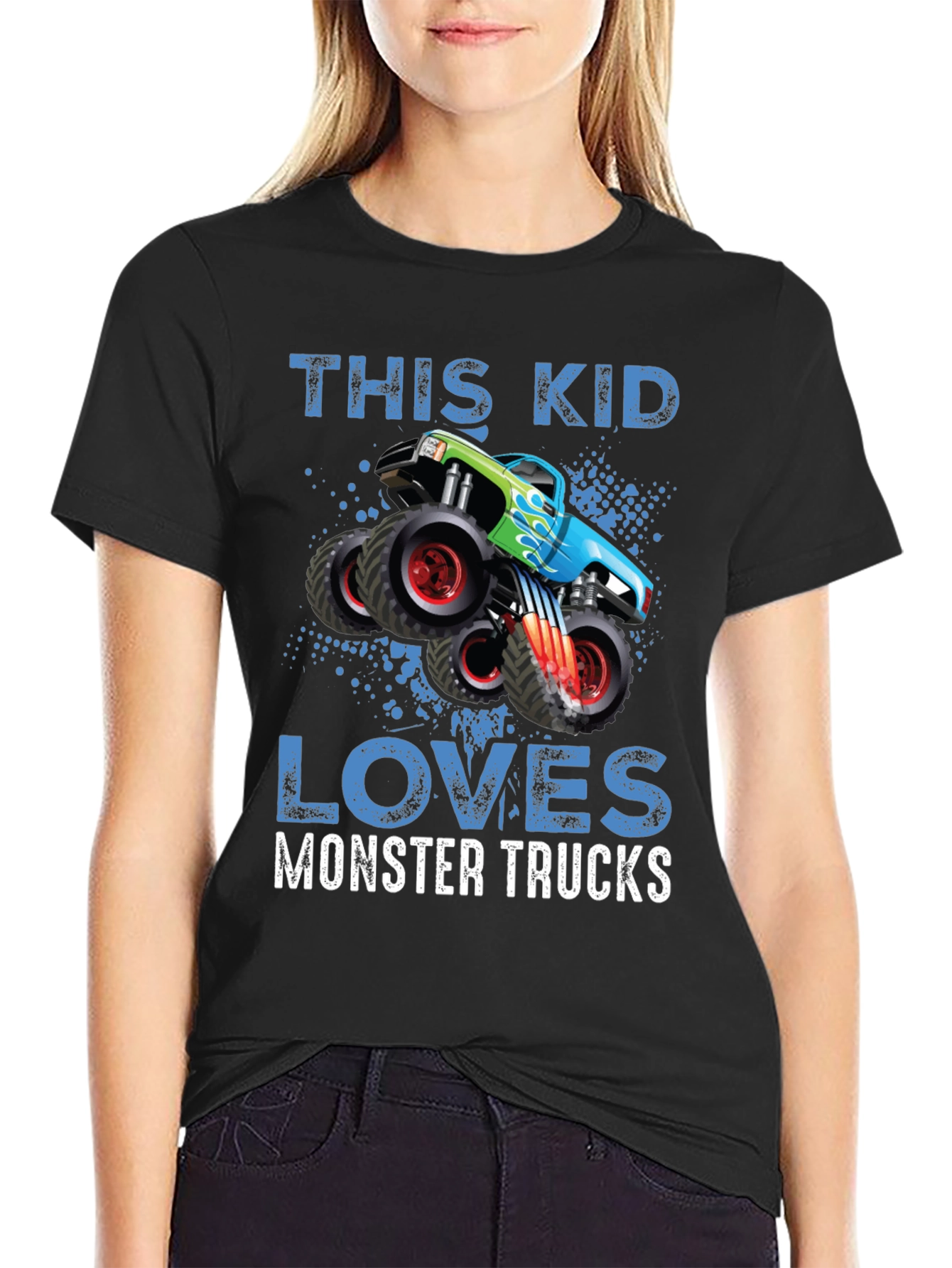 This Kid Loves Monster Trucks Black T-Shirt